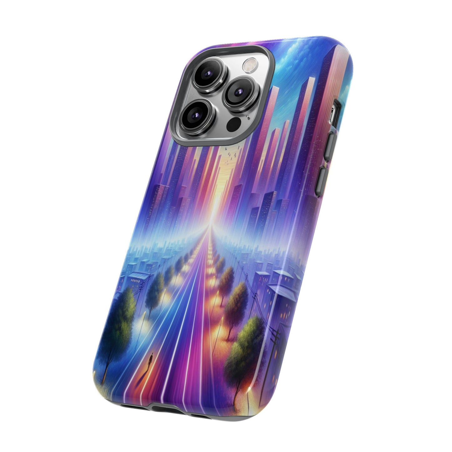 Journey into the Luminous Cityscape - Phone Case
