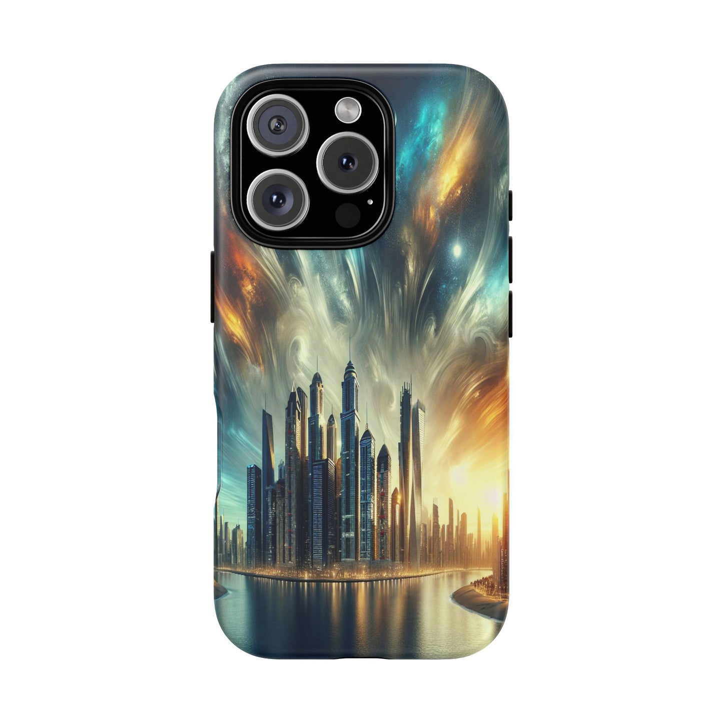Cityscape under Celestial Tapestry - Phone Case