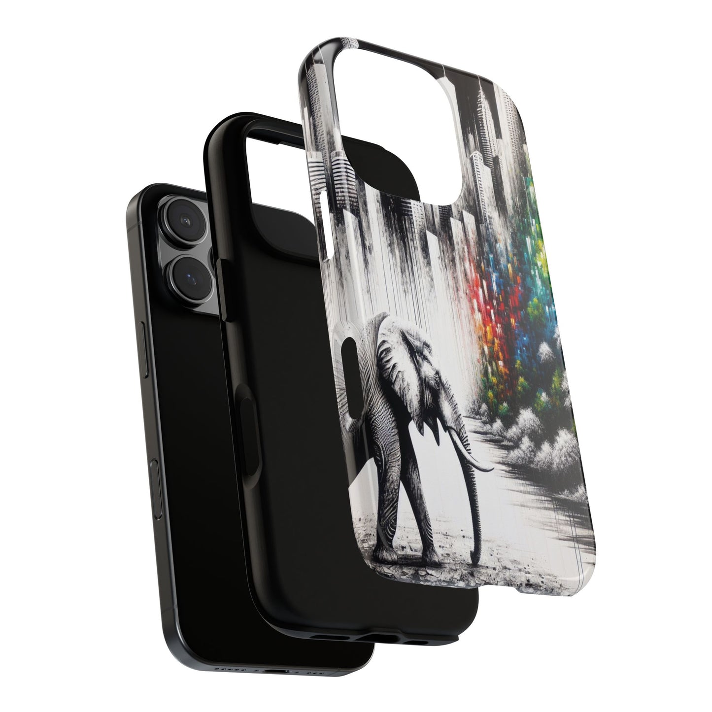 Protective Elephant's Journey Through the Cityscape Iphone Case Compatible With Iphone 16 15 14 - Phone Cover