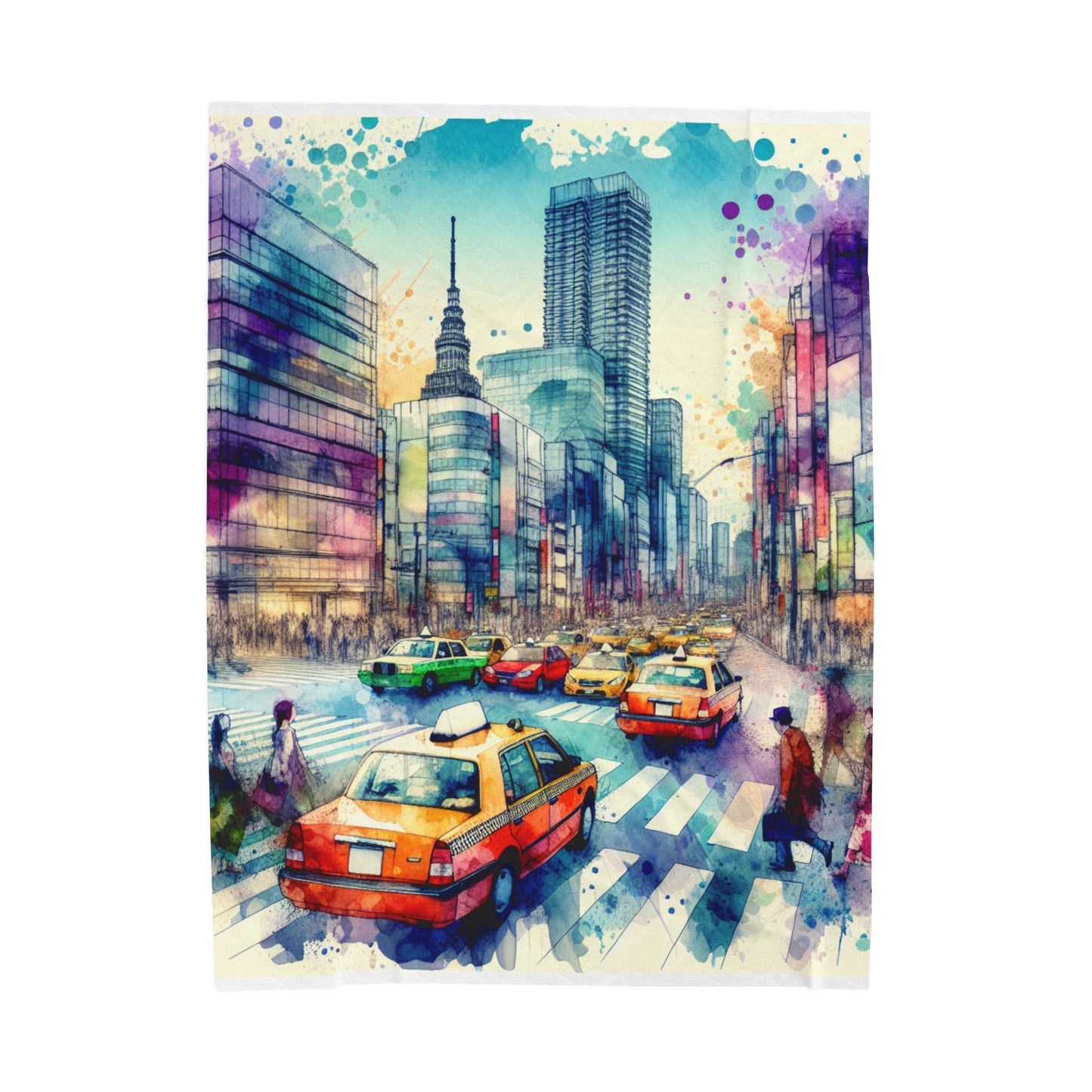 City Crossing in Watercolors - Plush Blanket