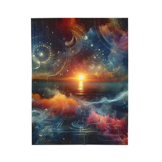 Digital Waves at Dawn - Plush Blanket