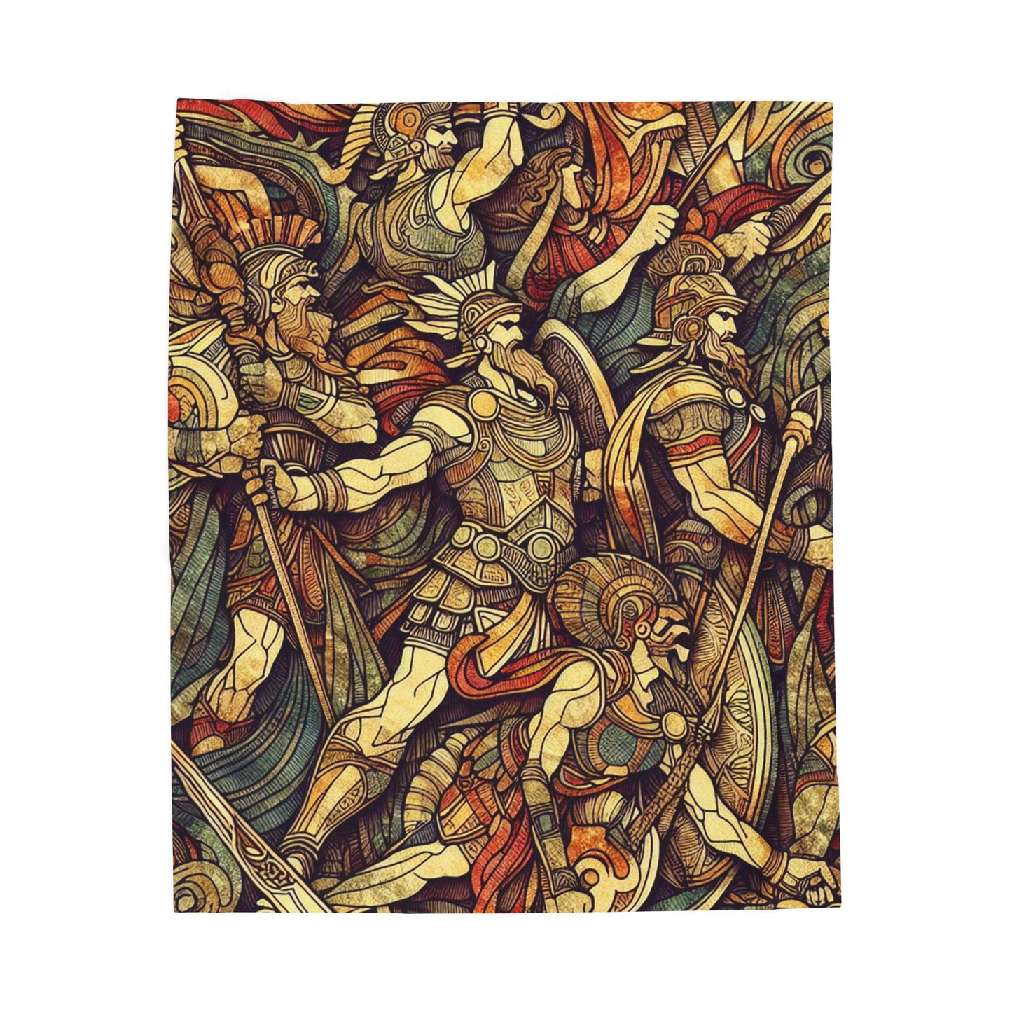 Ancient Warriors in Battle - Plush Blanket