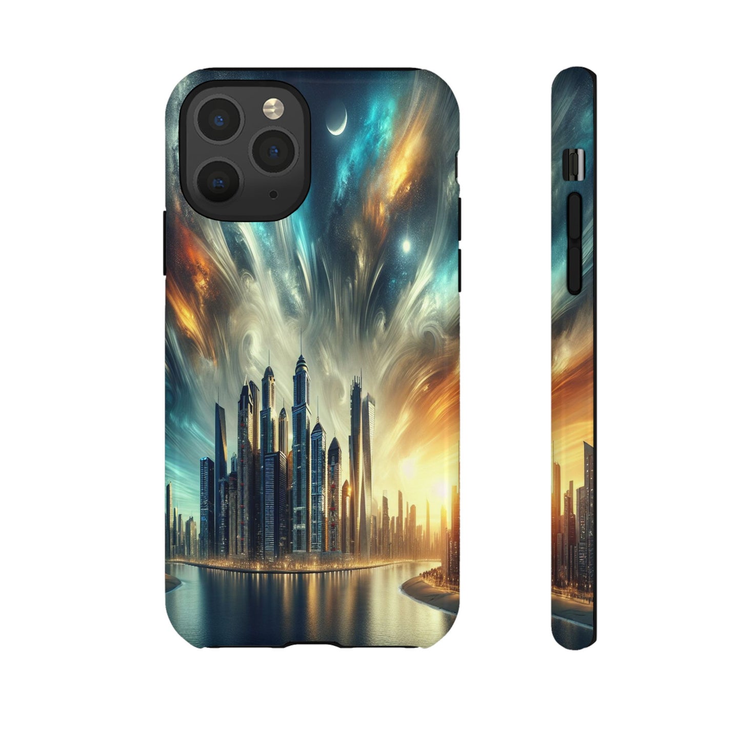 Cityscape under Celestial Tapestry - Phone Case