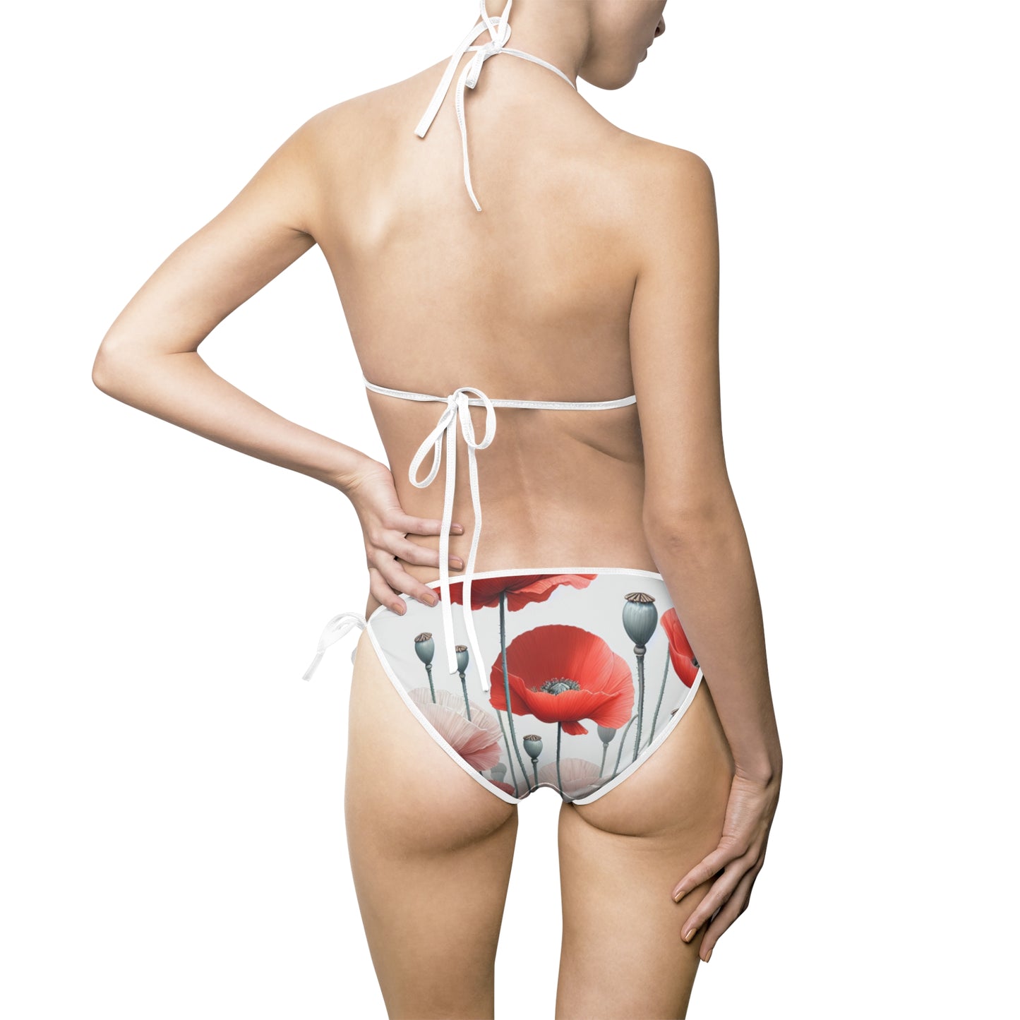 Women's Field of Poppies in Pastel Hues Bikini Swimsuit