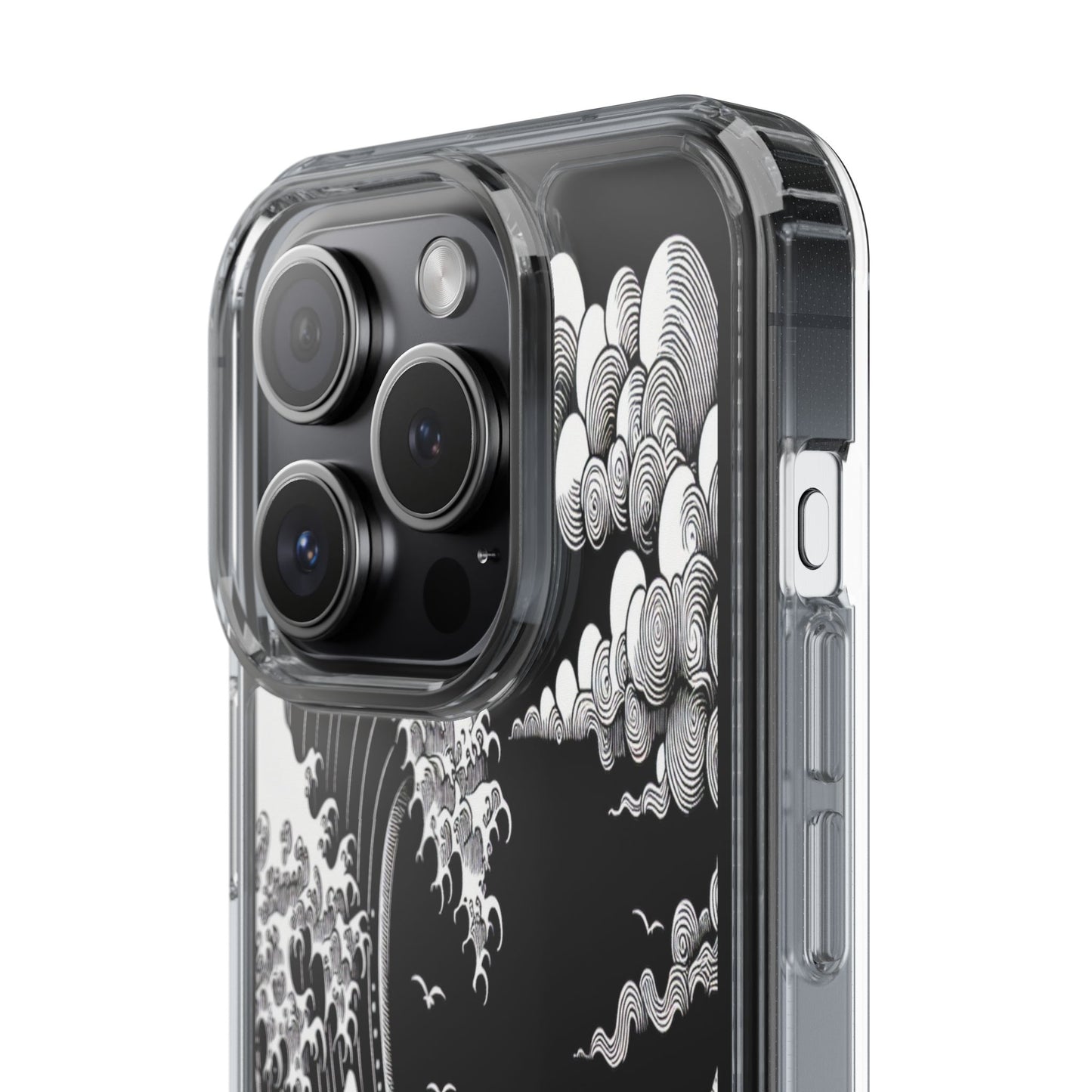 Transparent Waves and Mountains Iphone Case Compatible With Iphone 16 15 14 - Clear Phone Cover