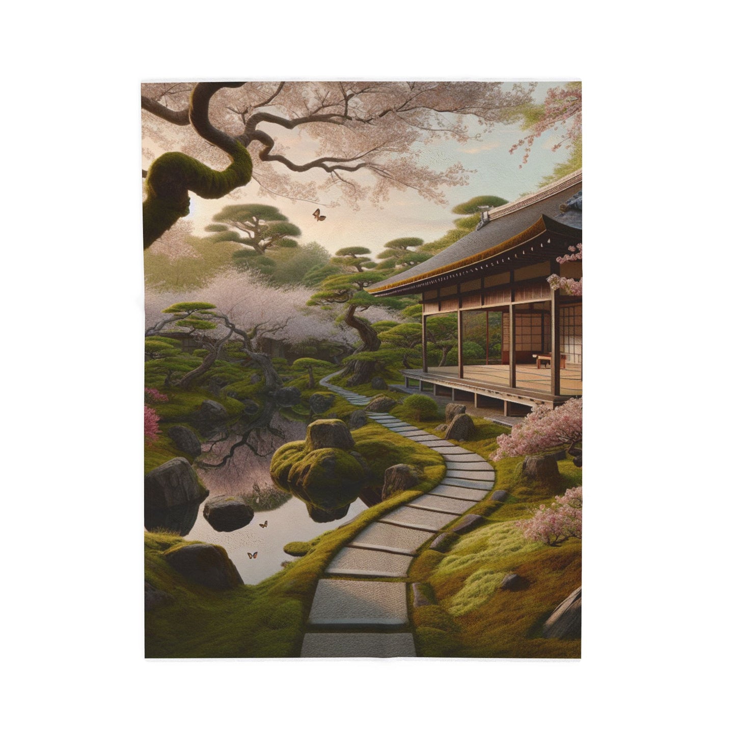 Tranquil Garden Pathway- Plush Blanket