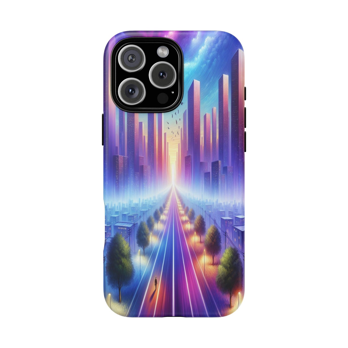 Journey into the Luminous Cityscape - Phone Case