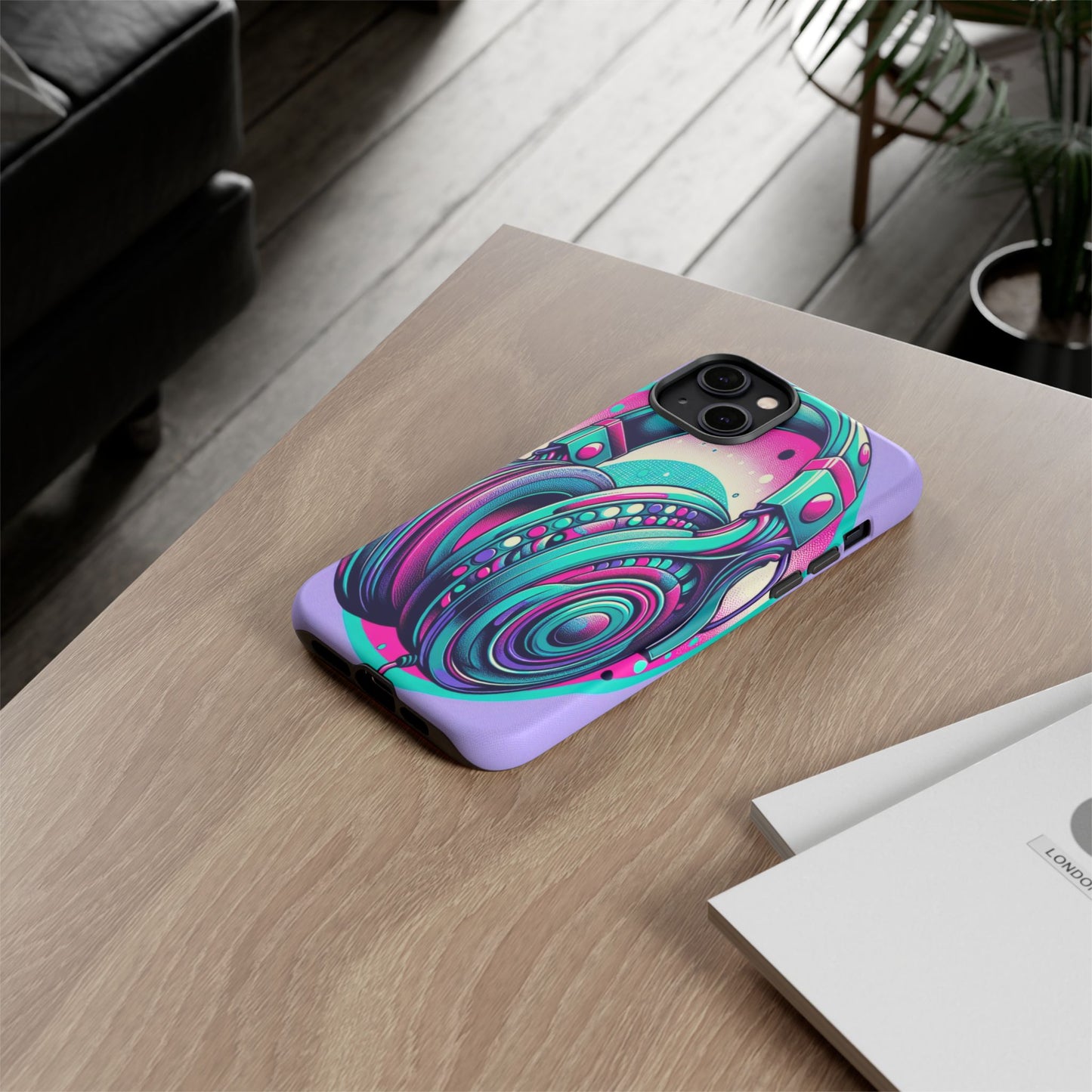 Custom ProtectiveHeadphone Vibes in Electric ColorsIphone Case Compatible With Iphone 16 15 14 - Phone Cover