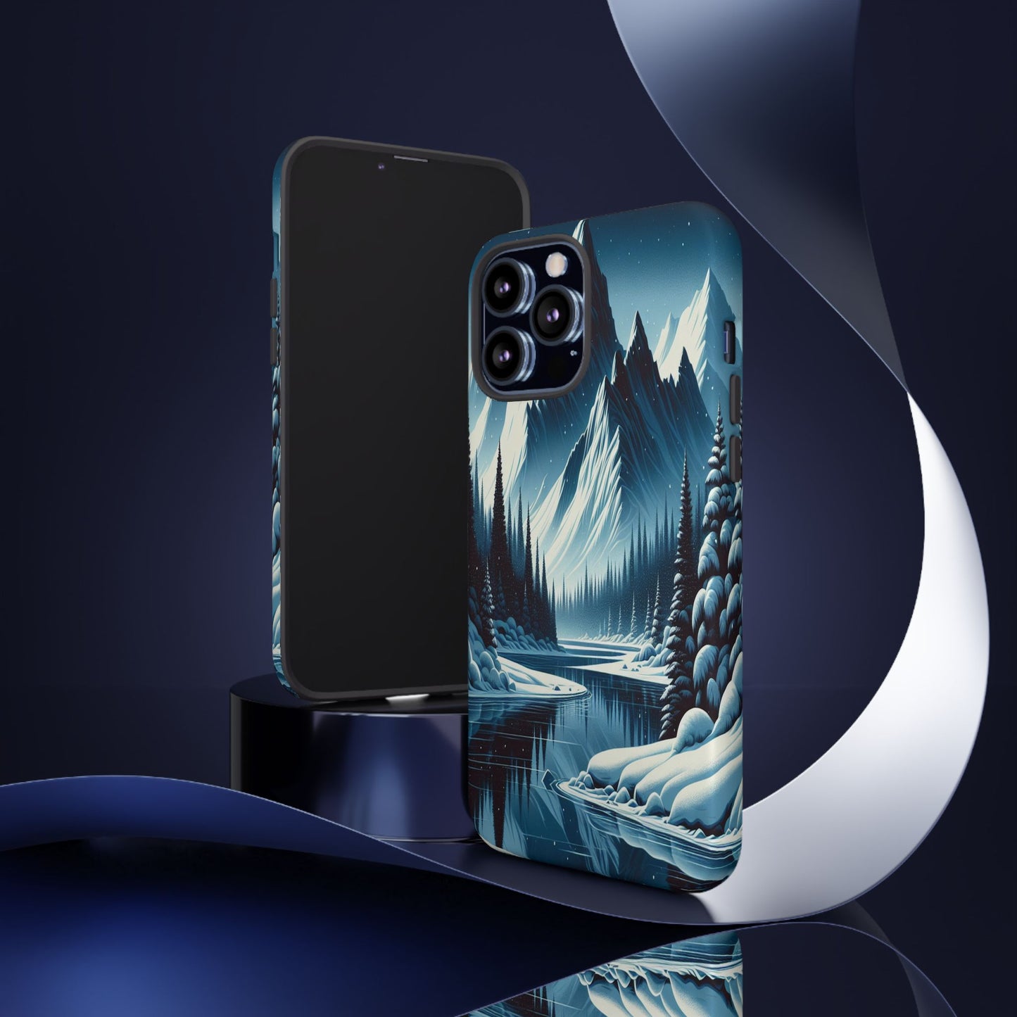 Frozen Peaks and Icy Reflections - Phone Case