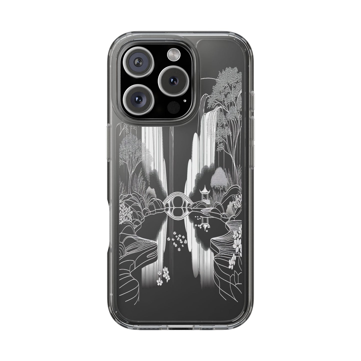 Transparent Waterfall Bridge Scene Iphone Case Compatible With Iphone 16 15 14 - Clear Phone Cover