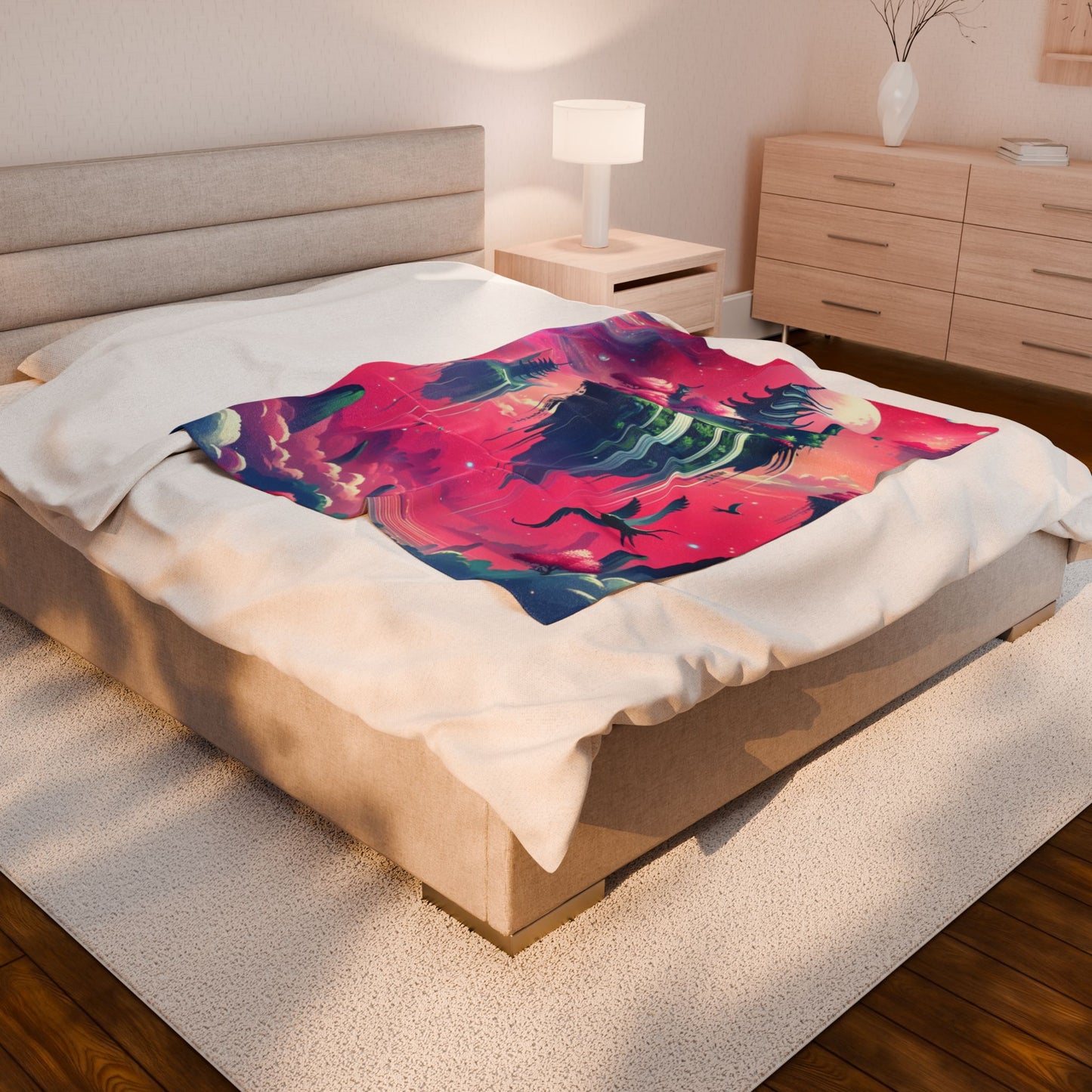 Floating Oasis in the Clouds - Plush Blanket