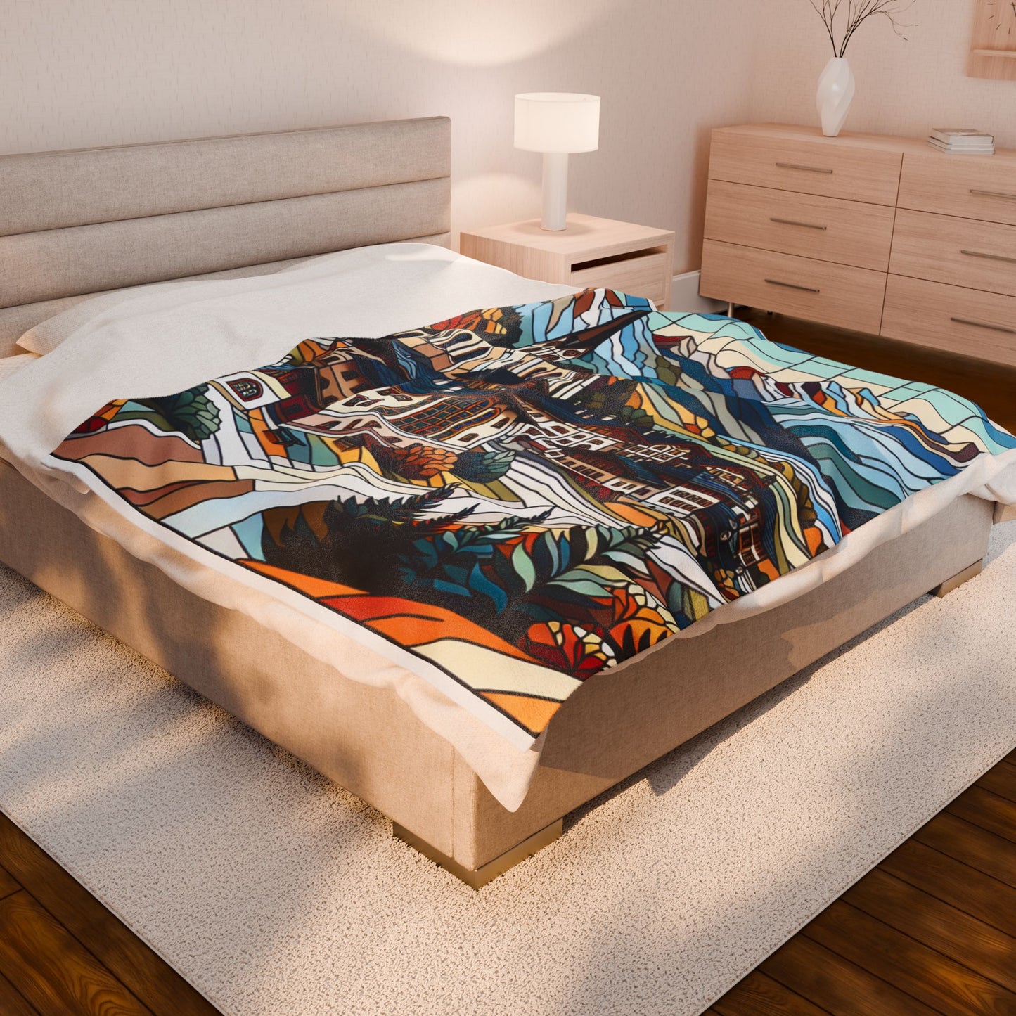 Alpine Mosaic Retreat- Plush Blanket