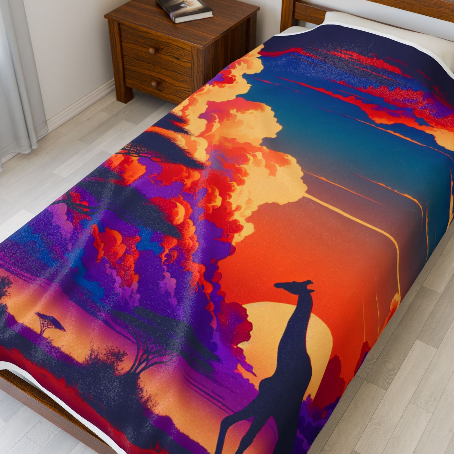 Giraffe Among the Clouds - Plush Blanket