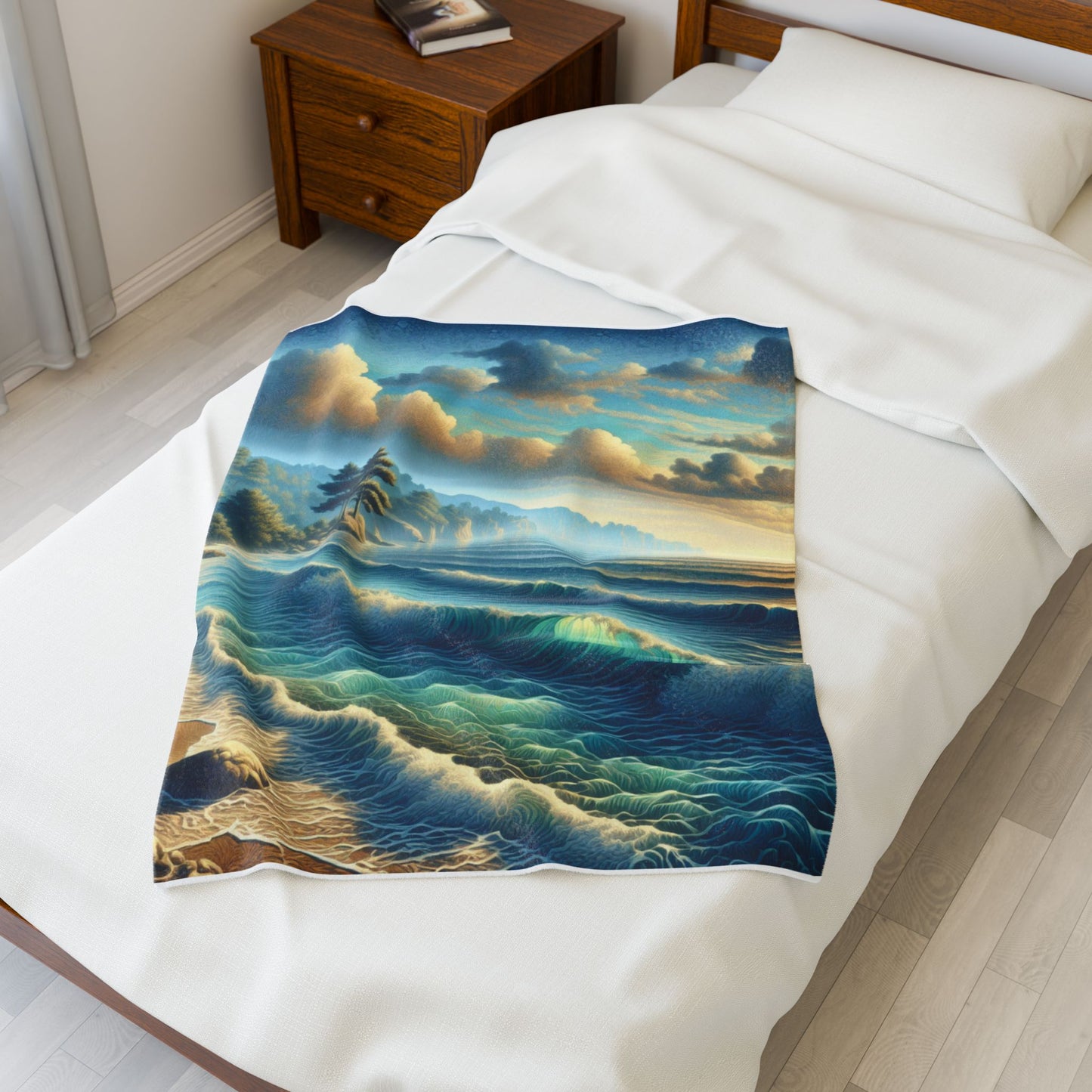 Seascape Whispers at Dawn- Plush Blanket