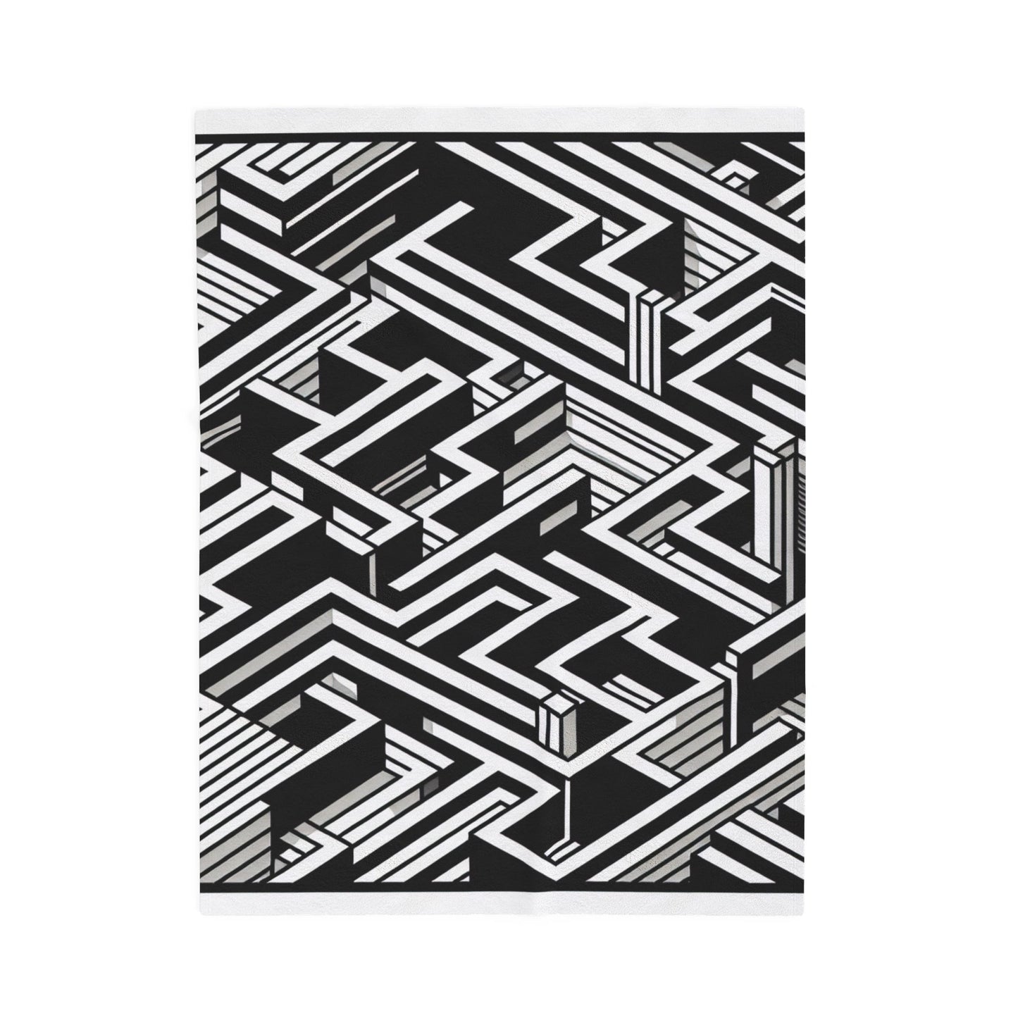 Maze of Depth and Contrast - Plush Blanket