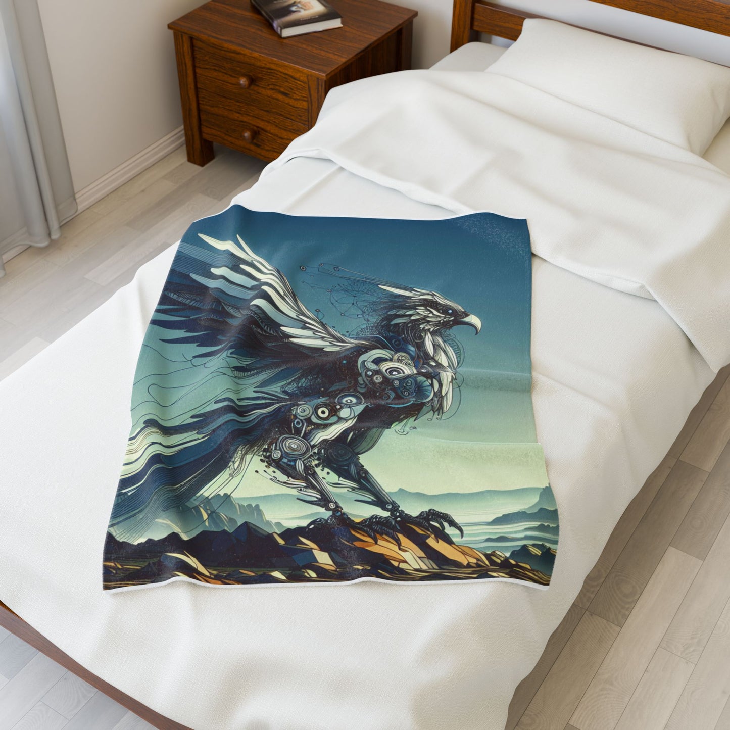 Mechanical Phoenix at Dawn - Plush Blanket