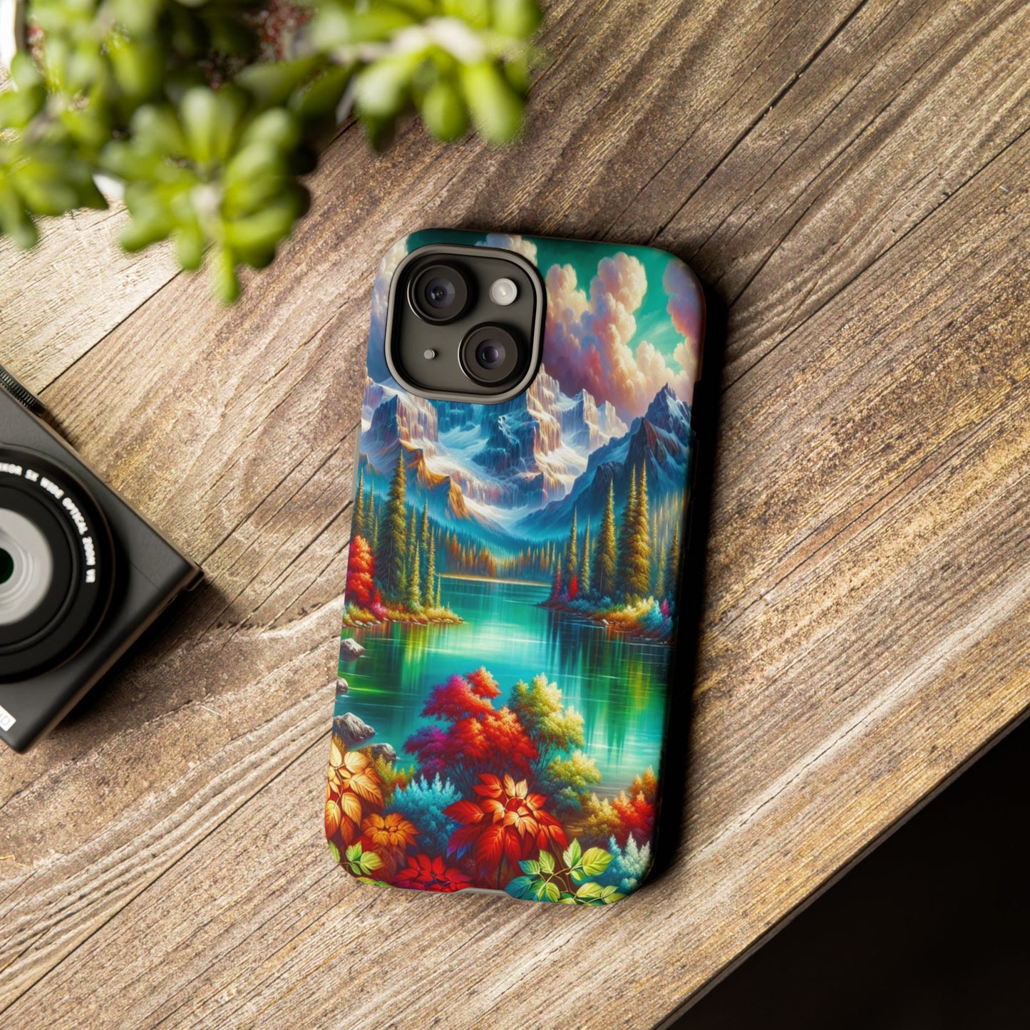 Colorful Mountain Lake Scene - Phone Case