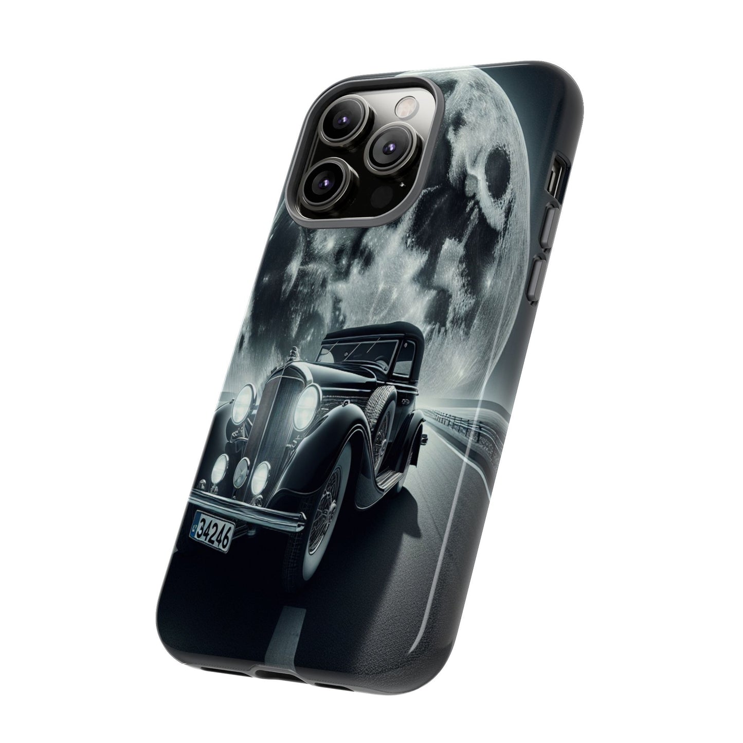 Moonlit Journey with Classic Car - Phone Case