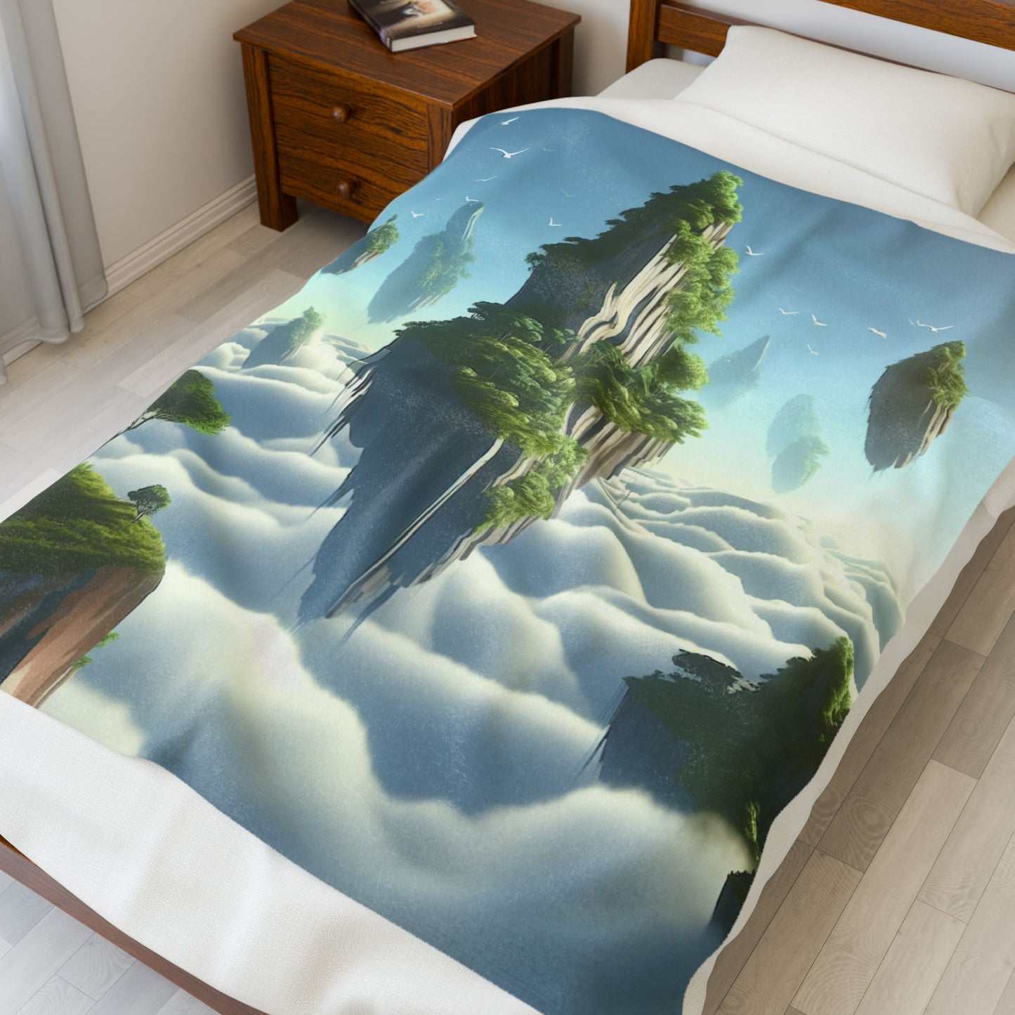 Floating Island Gardens in the Clouds - Plush Blanket