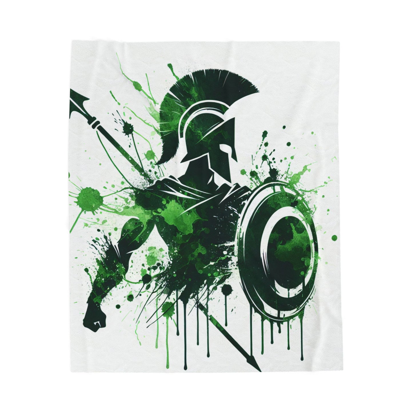 Warrior in Green Splatter - Plush Blanket