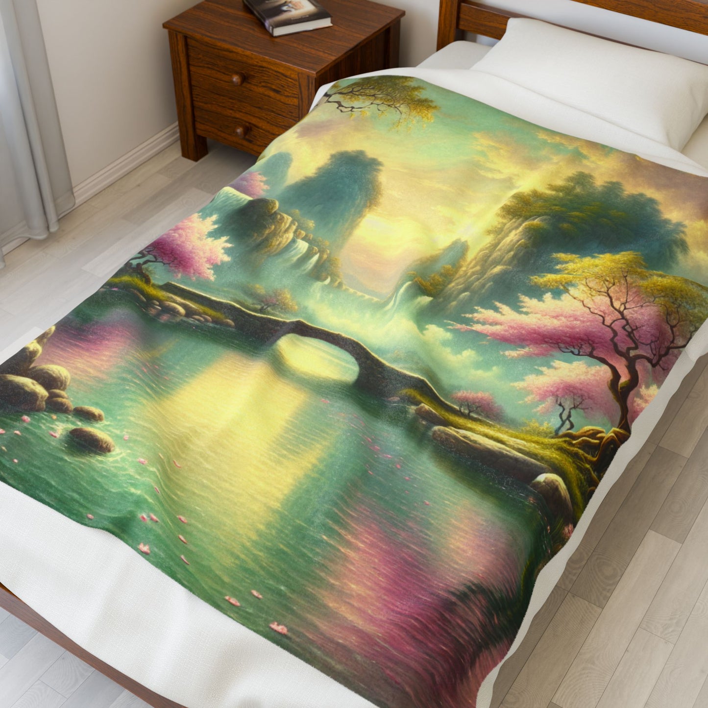 Idyllic Spring Cascade- Plush Blanket