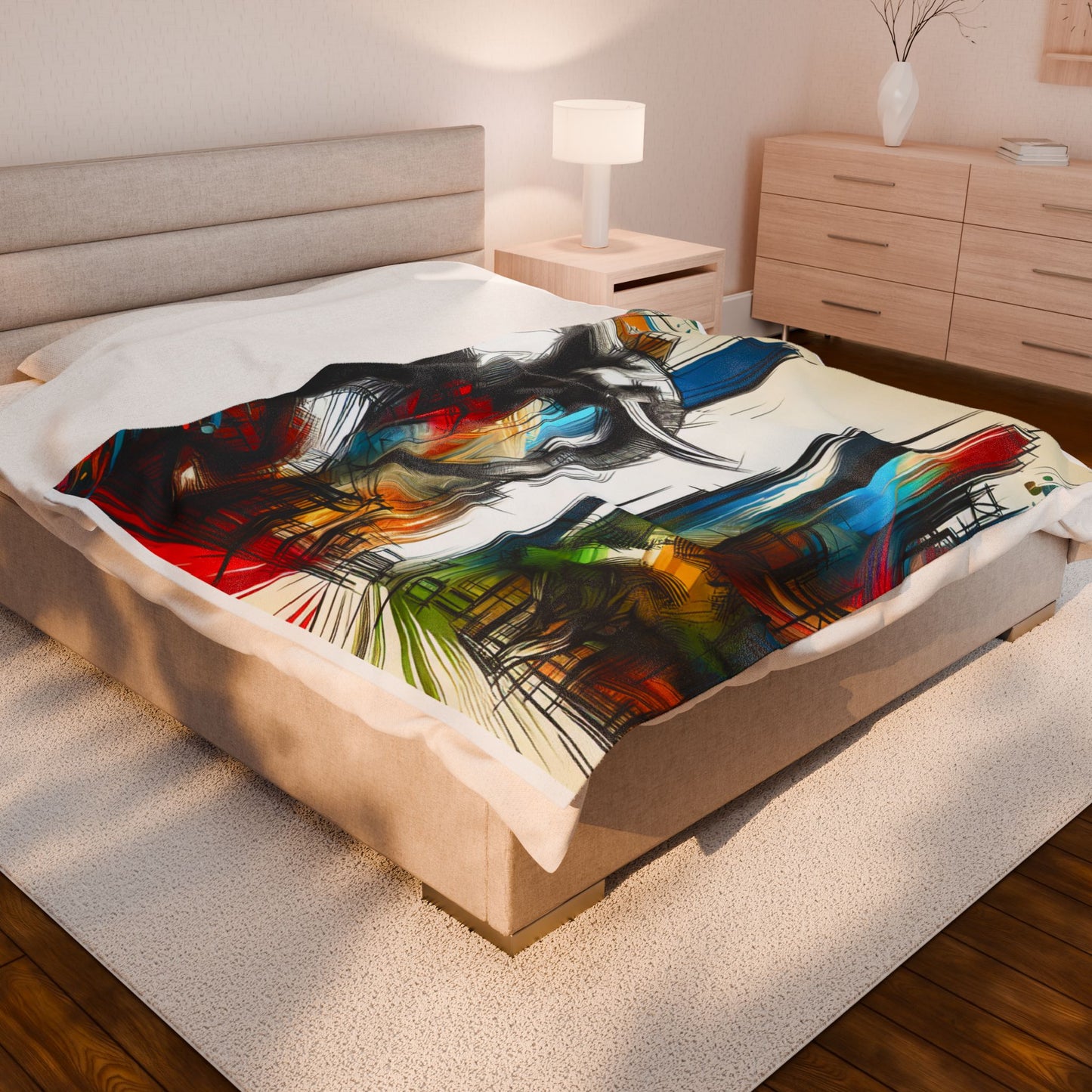 Cityscape with Elephant Illusion - Plush Blanket