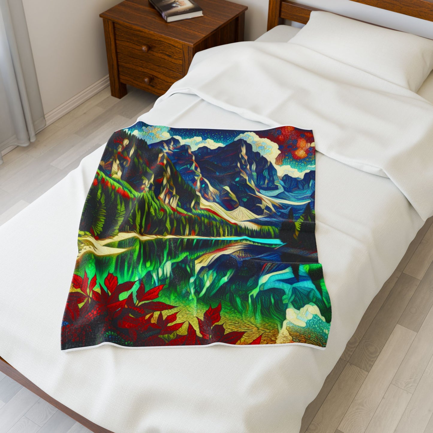 Mountain Reflections in a Kaleidoscope of Shades - Plush Blanket