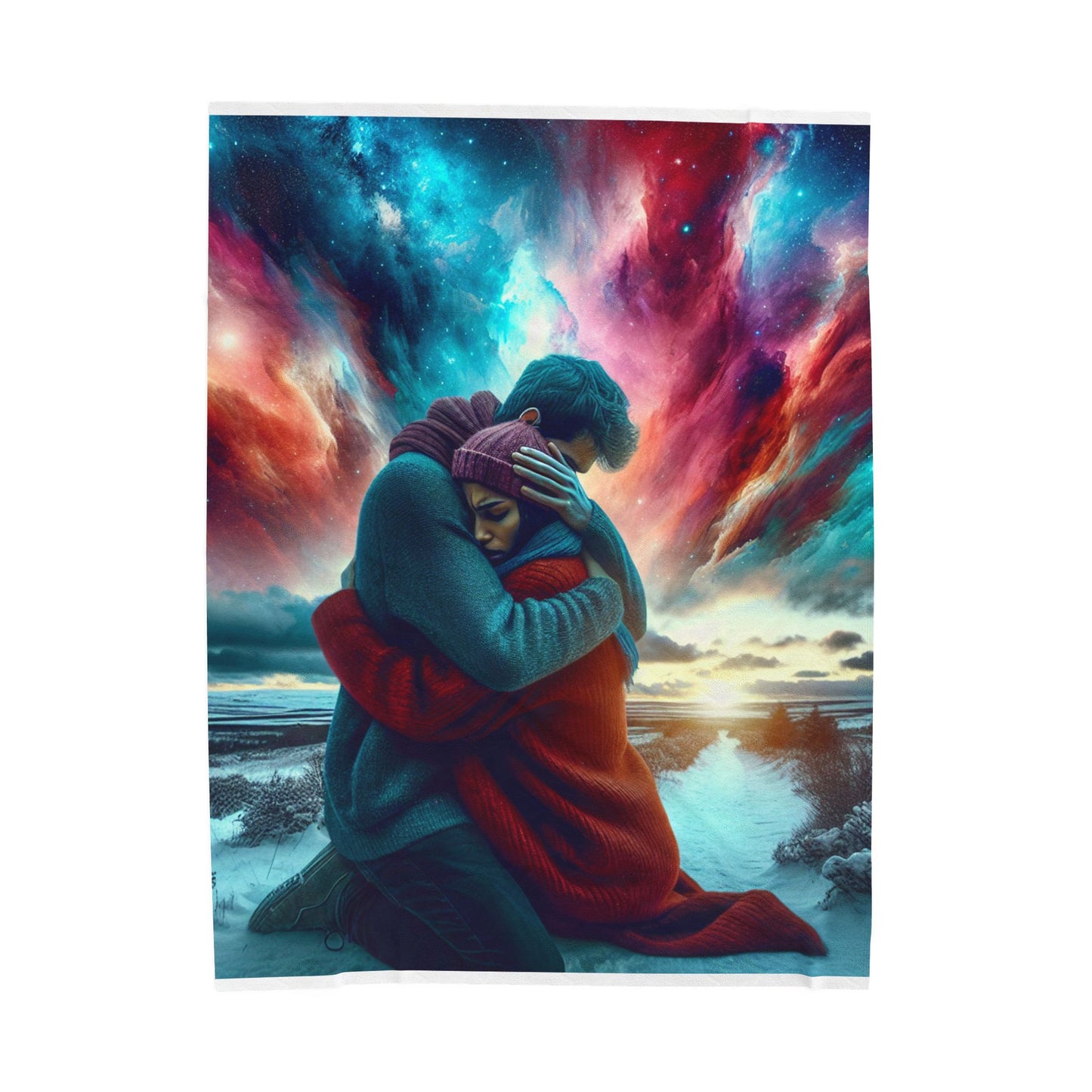 Embrace Under Starlit Skies - Plush Blanket