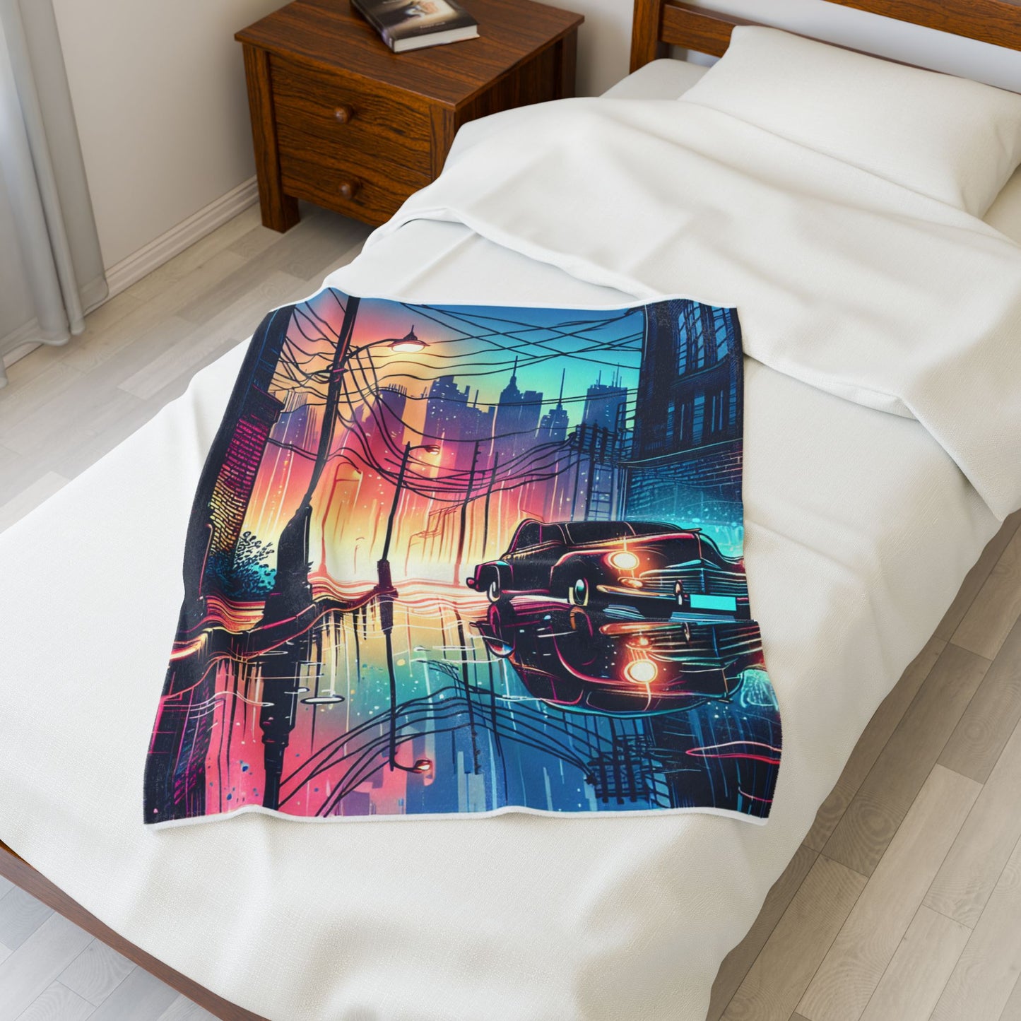 Evening Glow in the City Streets - Plush Blanket