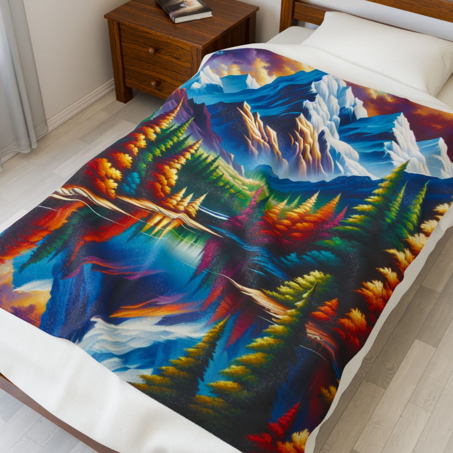 Mountain Splendor Reflected - Plush Blanket
