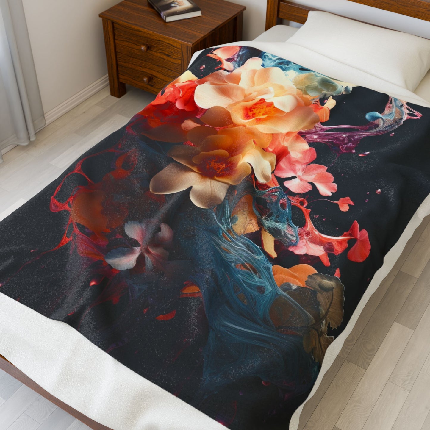 Floral Symphony in Paint- Plush Blanket