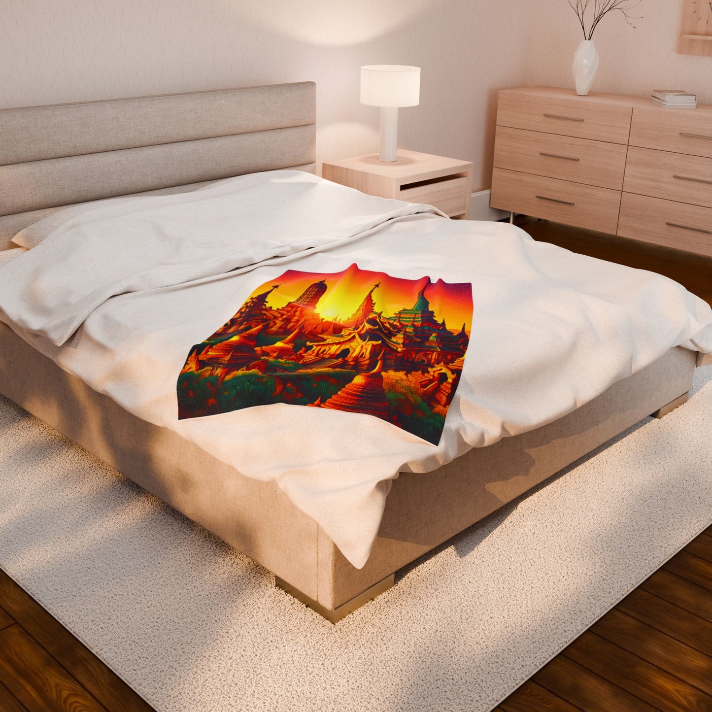 Temple Radiance at Dawn - Plush Blanket