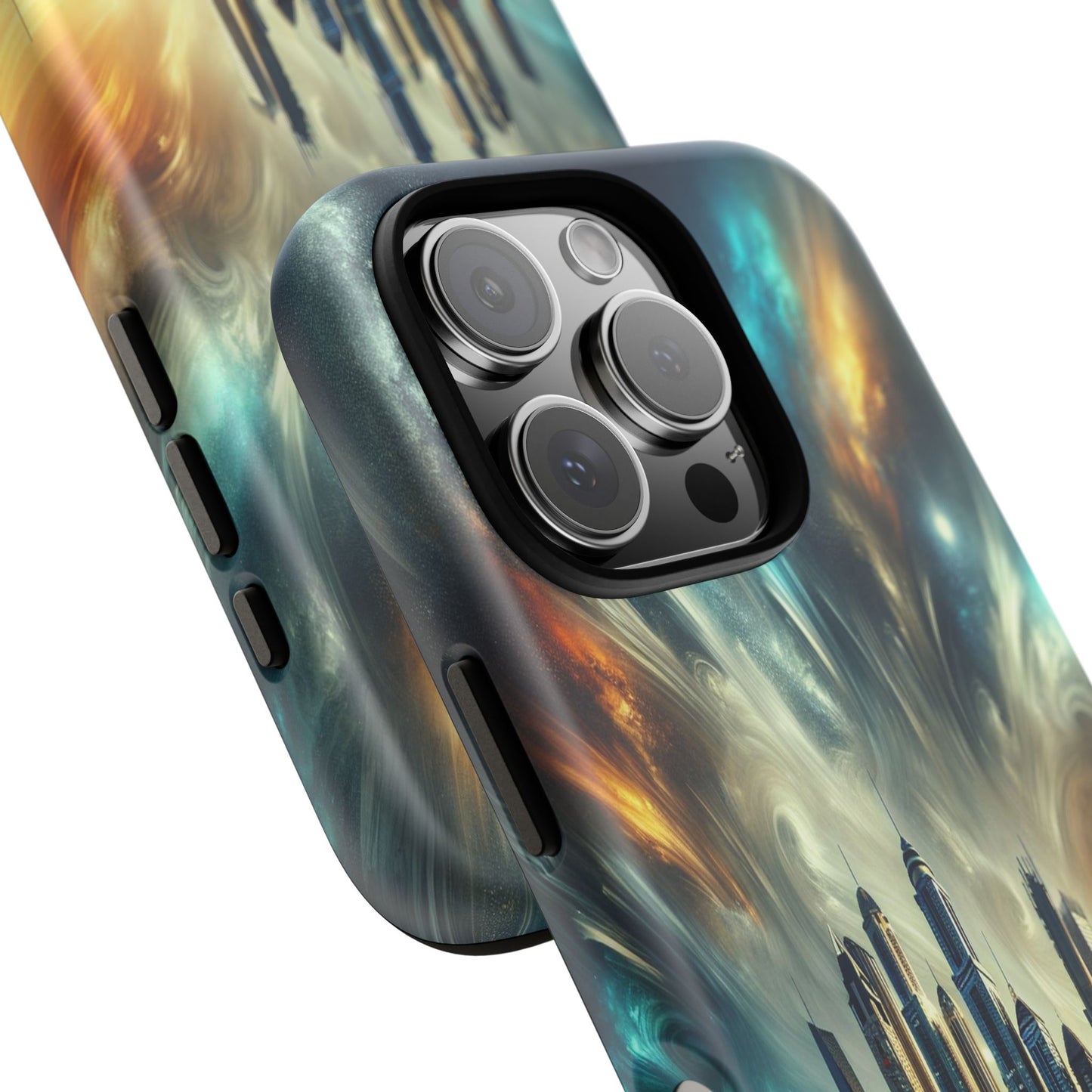 Cityscape under Celestial Tapestry - Phone Case