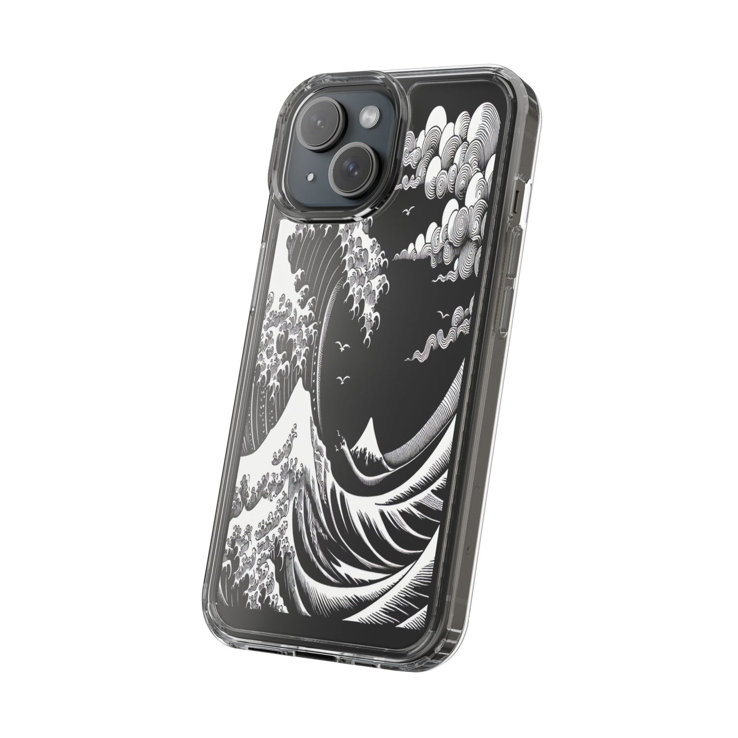 Transparent Waves and Mountains Iphone Case Compatible With Iphone 16 15 14 - Clear Phone Cover