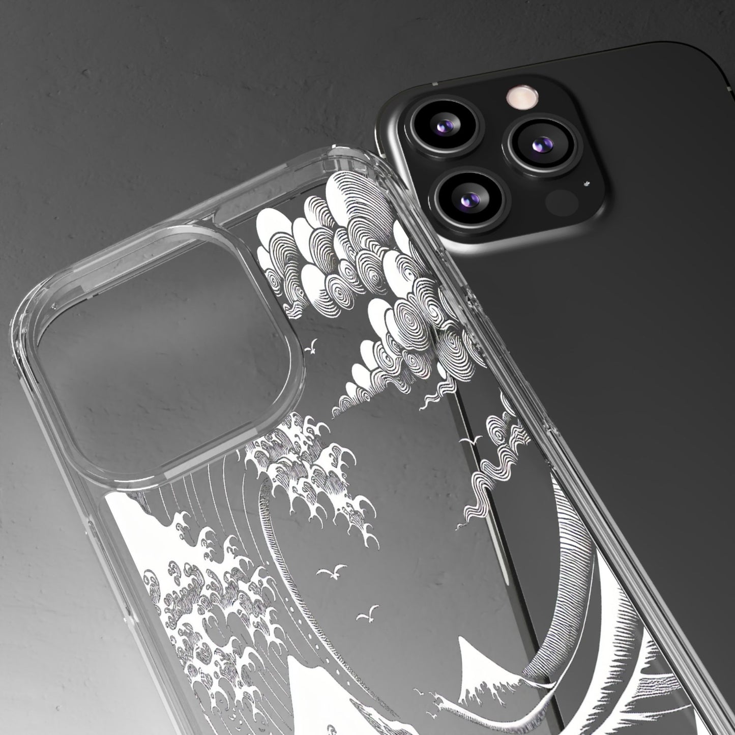 Transparent Waves and Mountains Iphone Case Compatible With Iphone 16 15 14 - Clear Phone Cover