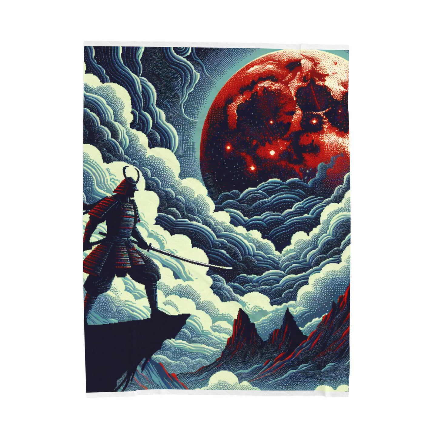Warrior's Vigil Under the Celestial Sphere - Plush Blanket