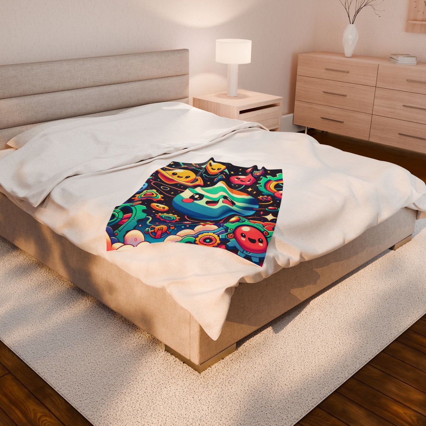 Playful Celestial Adventure - Plush Blanket