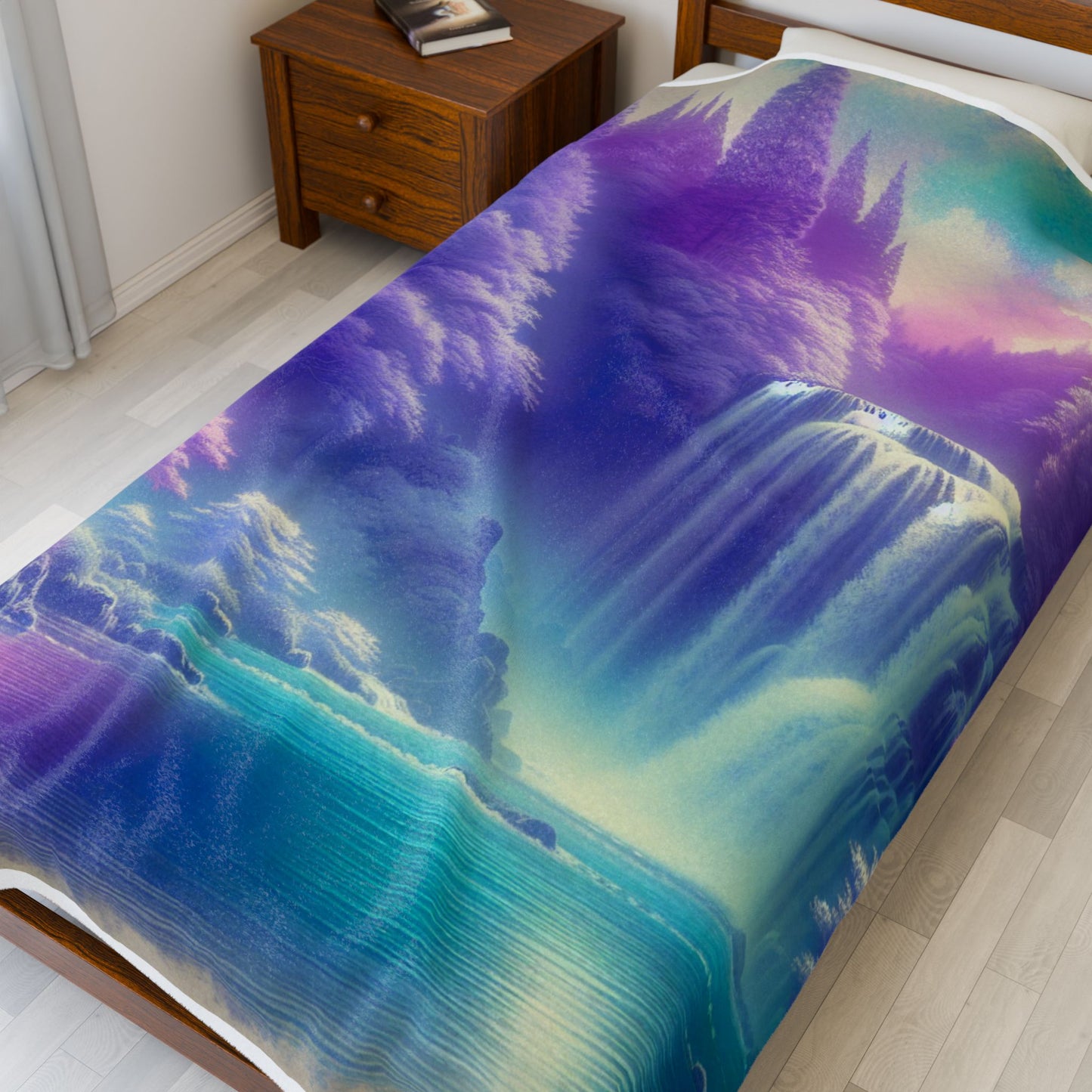 Mystical Waterfall Wonderland - Plush Blanket