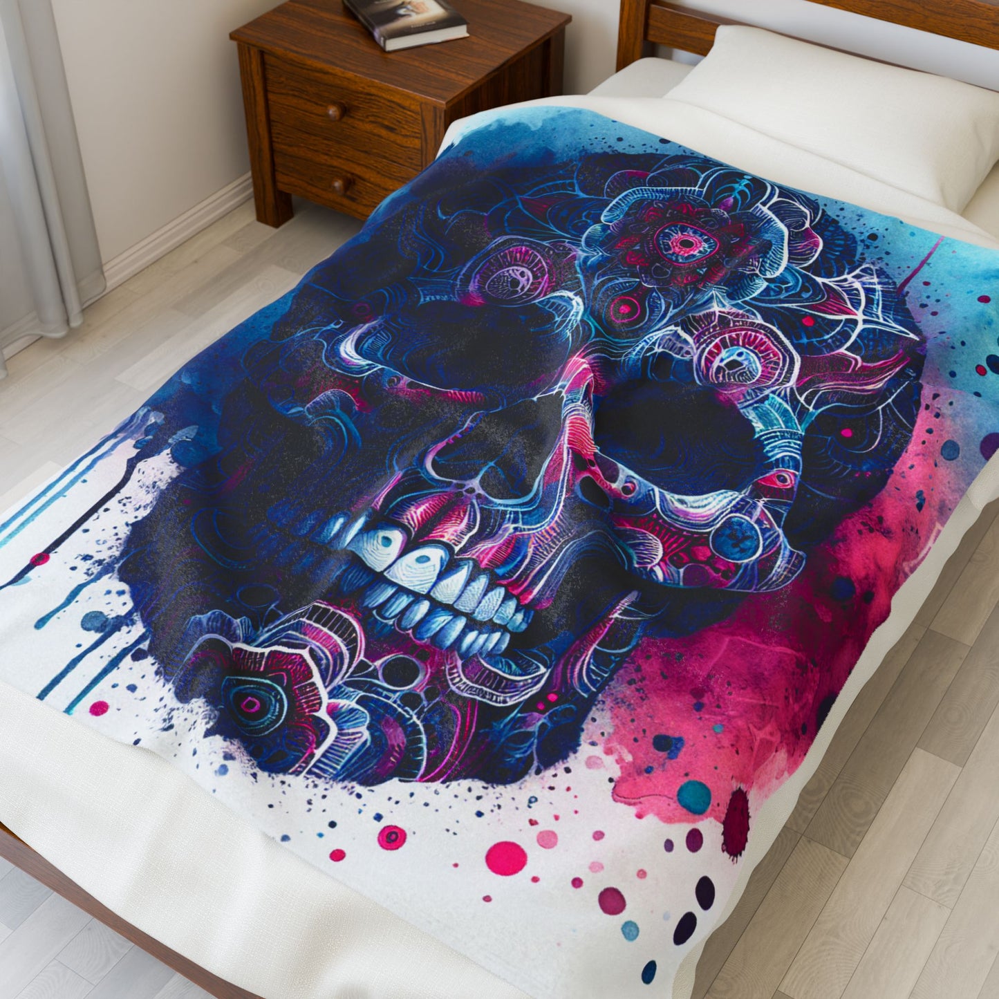 Mystic Mosaic Skull Creation - Plush Blanket