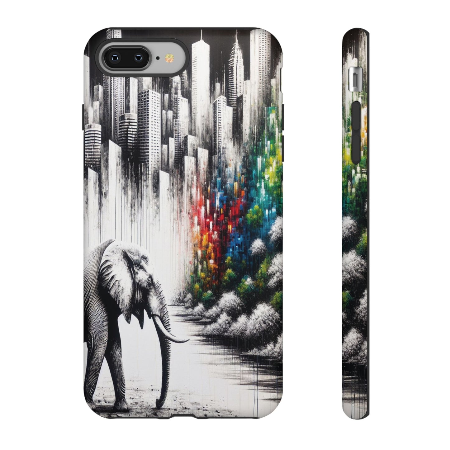 Protective Elephant's Journey Through the Cityscape Iphone Case Compatible With Iphone 16 15 14 - Phone Cover