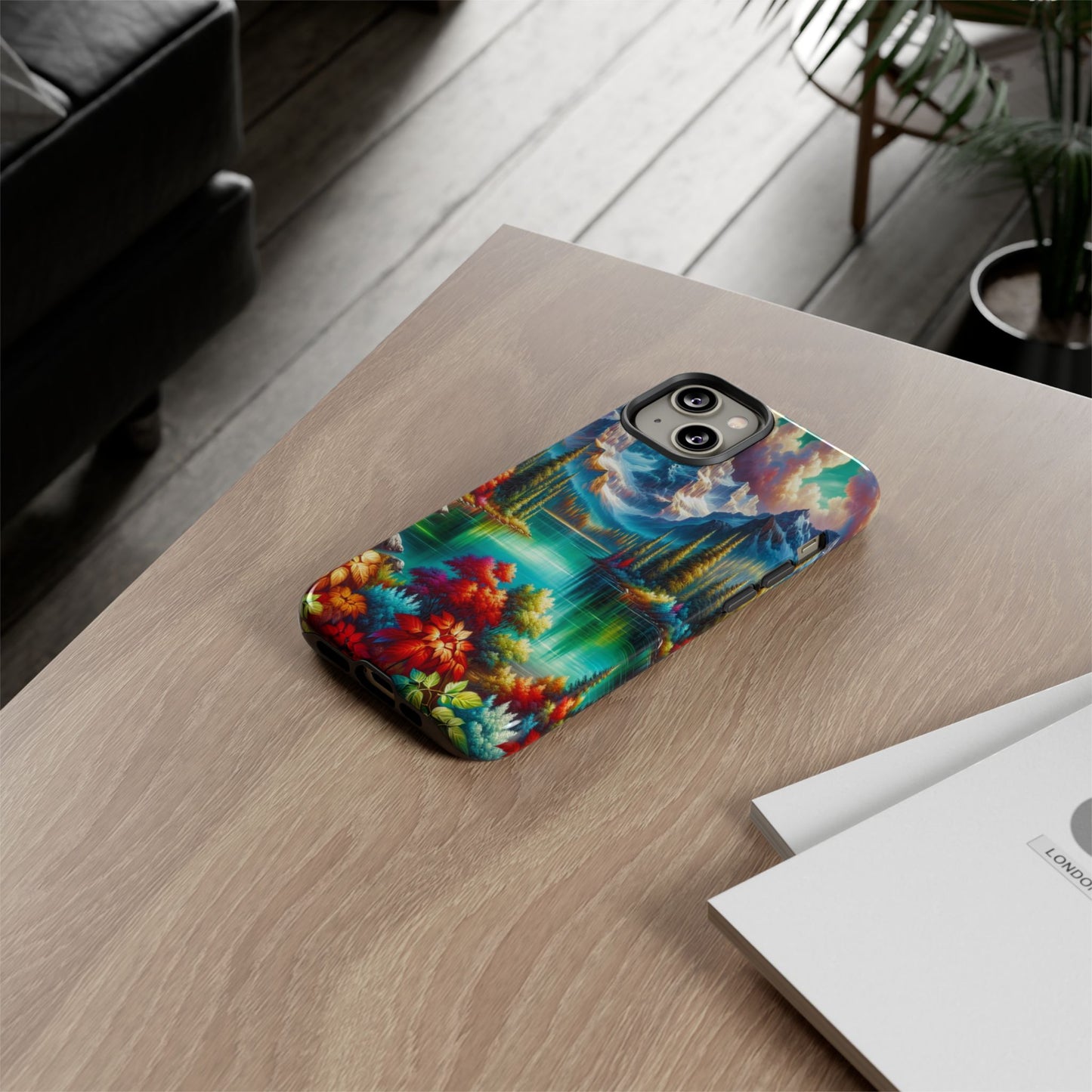 Colorful Mountain Lake Scene - Phone Case