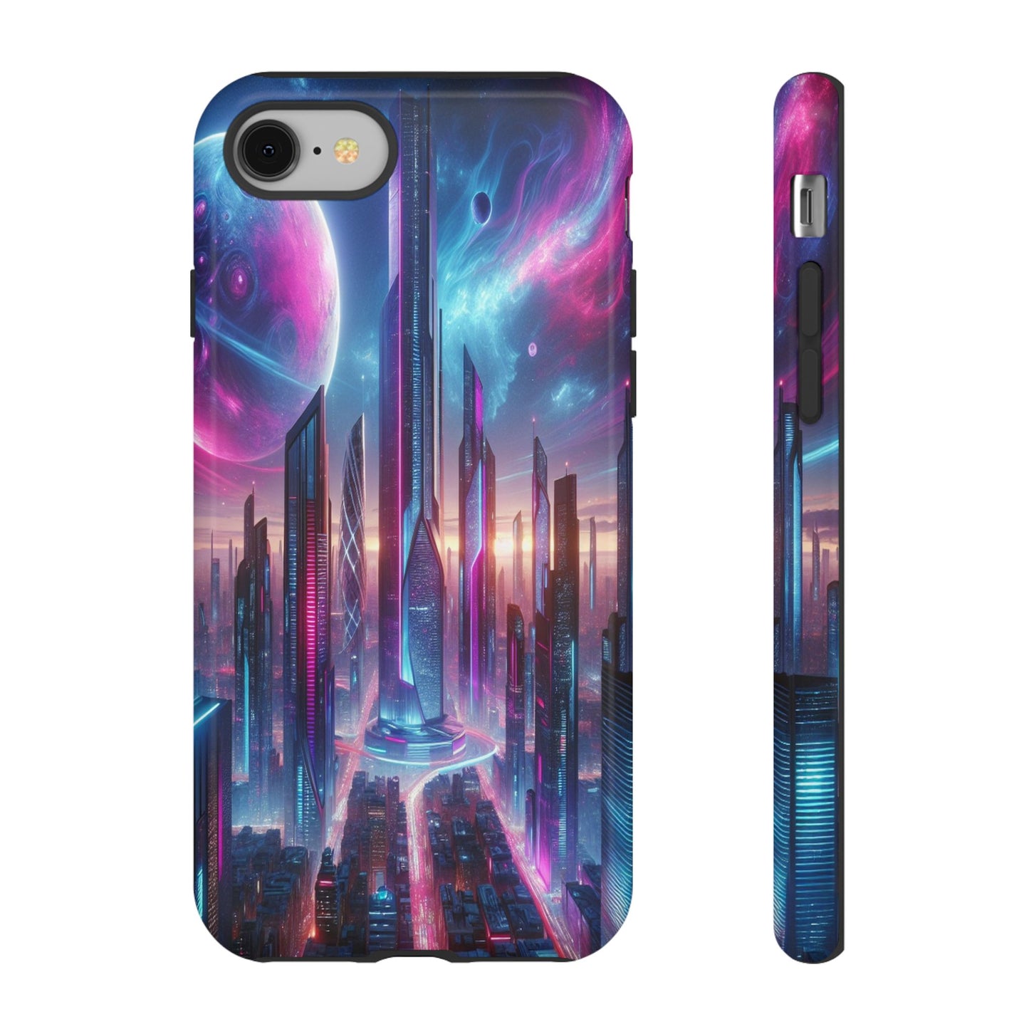 Custom ProtectiveFuturistic Cityscape with Celestial BackdropIphone Case Compatible With Iphone 16 15 14 - Phone Cover