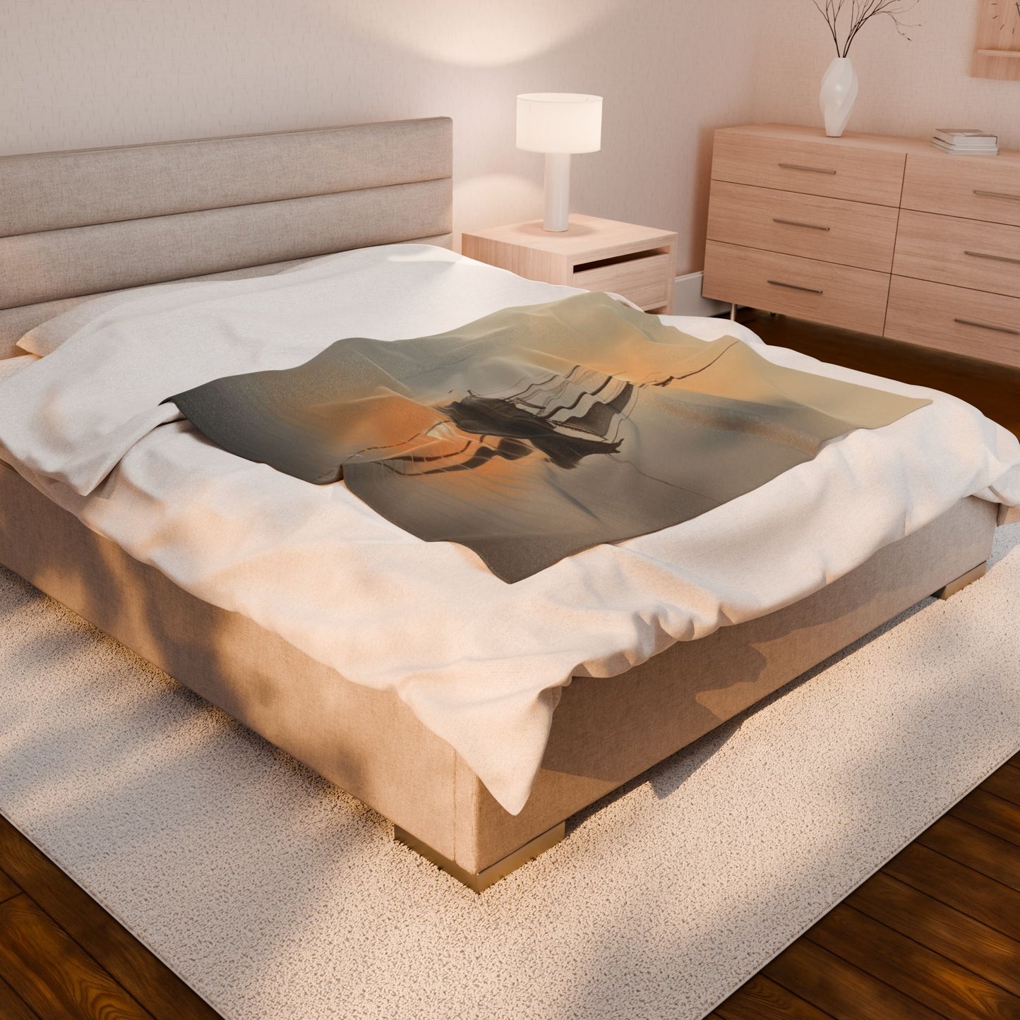 Misty Dawn Sailing Tranquility- Plush Blanket