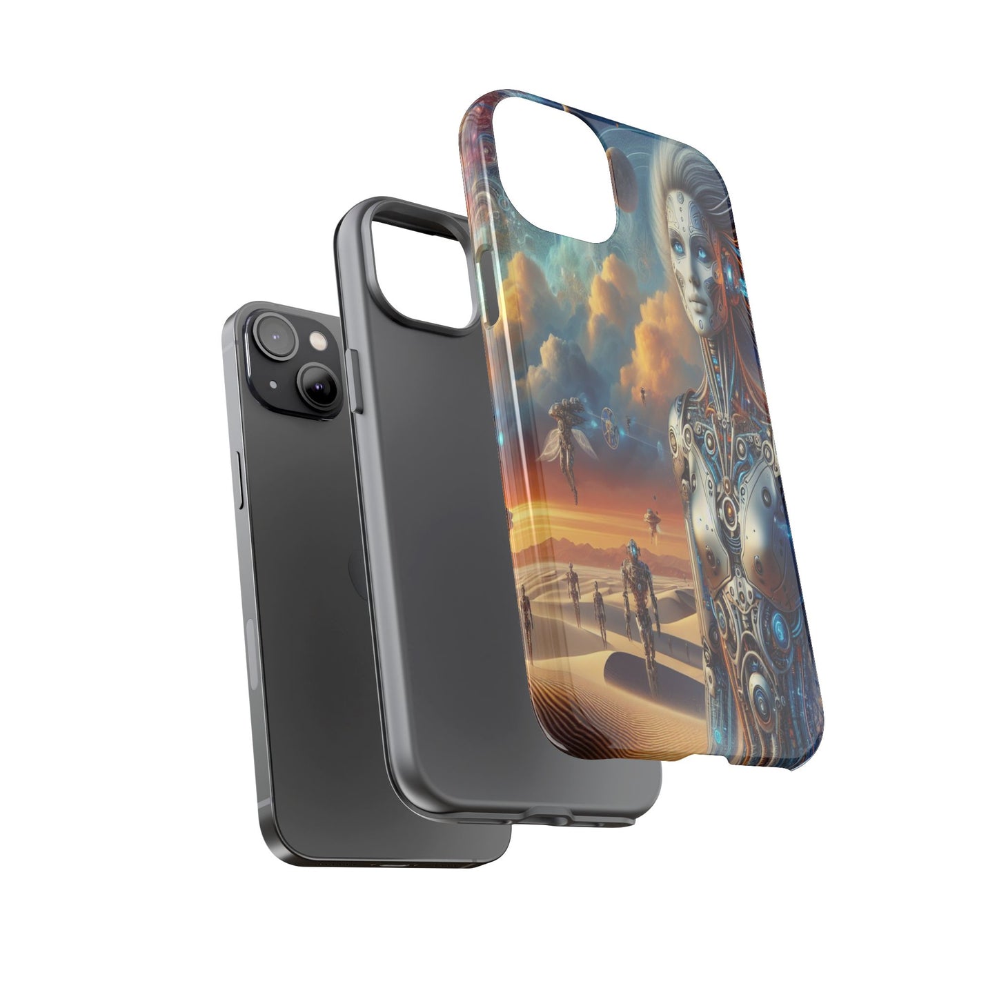 Protective Futuristic Wanderers in the Dunes Iphone Case Compatible With Iphone 16 15 14 - Phone Cover