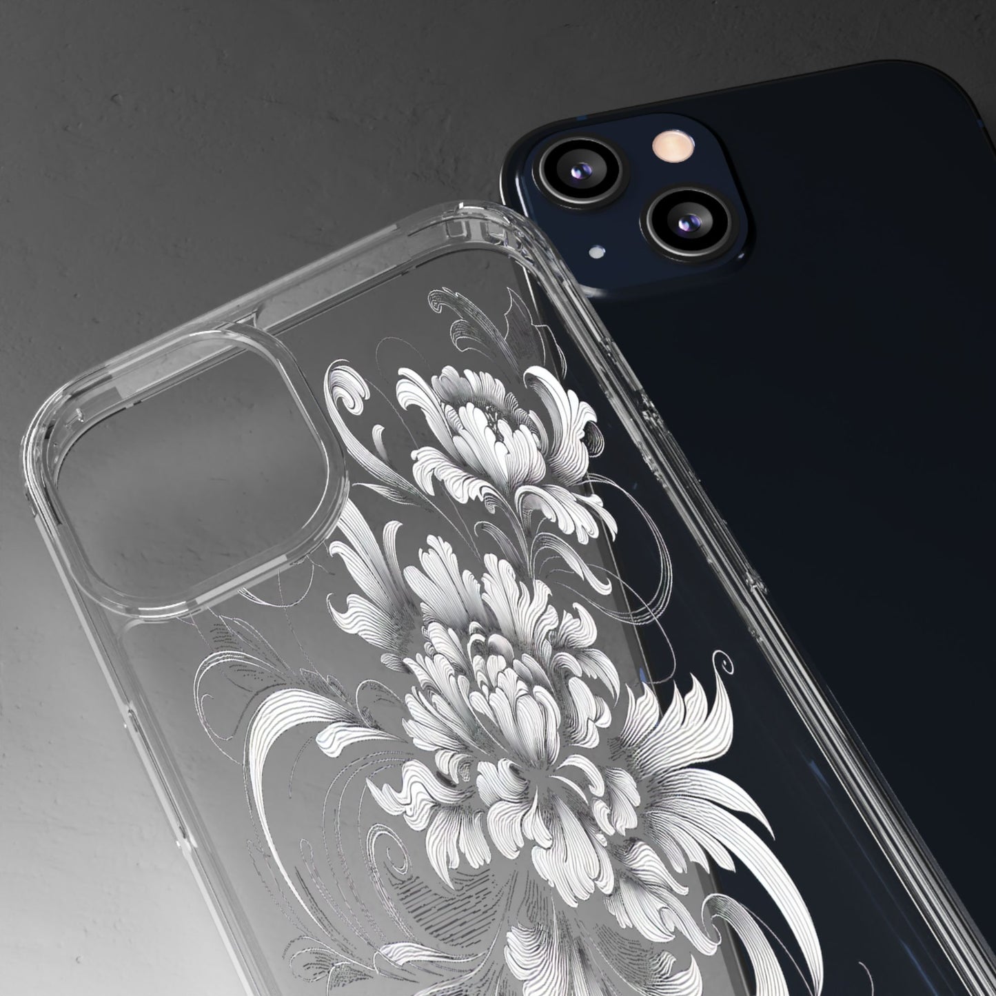 Transparent Intricate Flourish Design Iphone Case Compatible With Iphone 16 15 14 - Clear Phone Cover