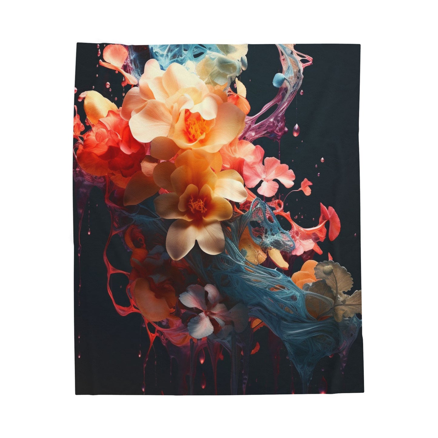Floral Symphony in Paint- Plush Blanket