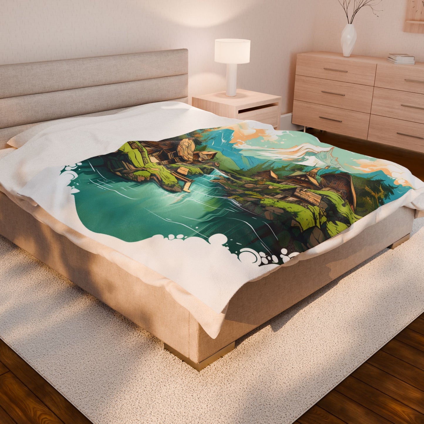 Mountain Village Serenity- Plush Blanket