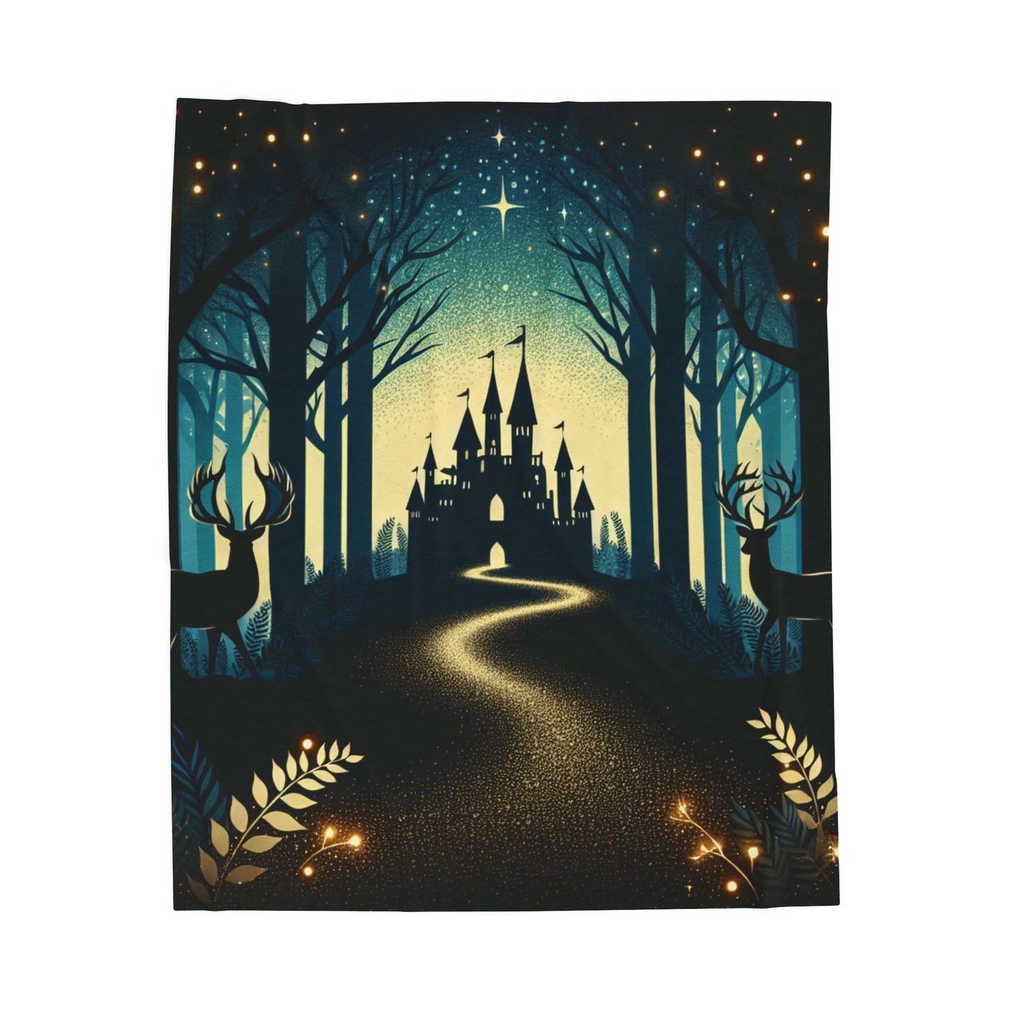 Mystical Enclave in the Starlit Grove - Plush Blanket