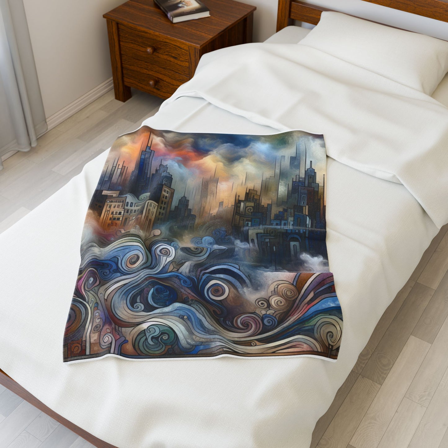 Metropolitan Curves and Clouds - Plush Blanket
