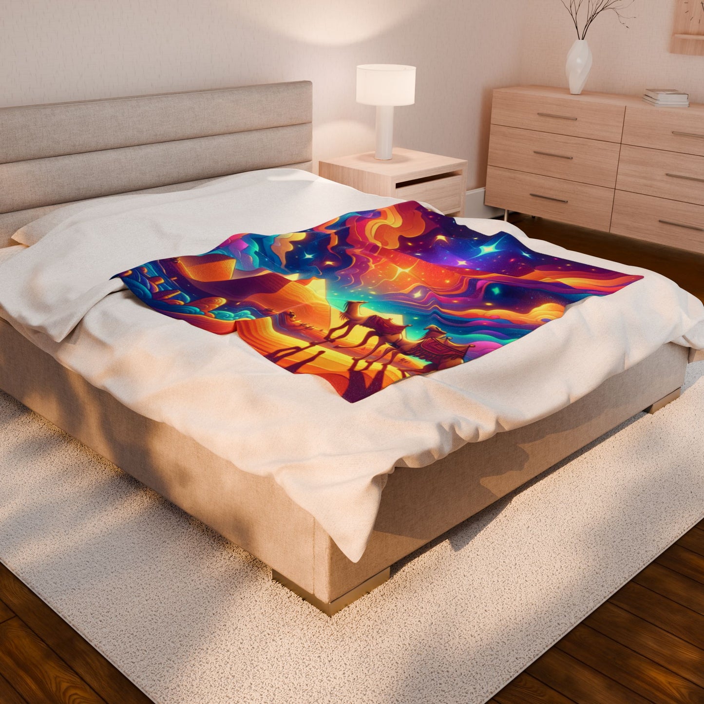 Journey through the Starry Desert - Plush Blanket